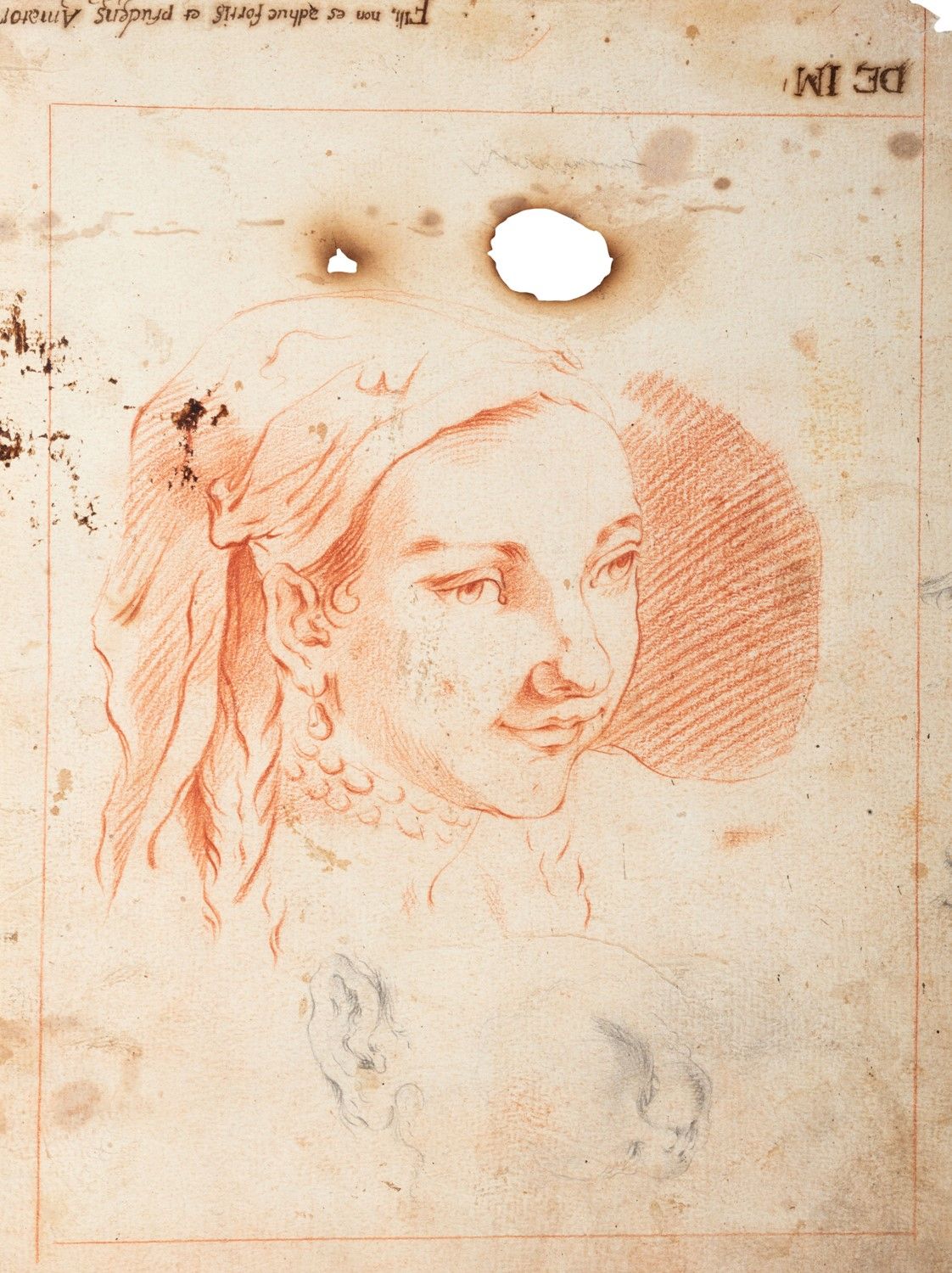 Scuola veneta, secolo XVIII Head of young woman with handkerchief and study of a&hellip;