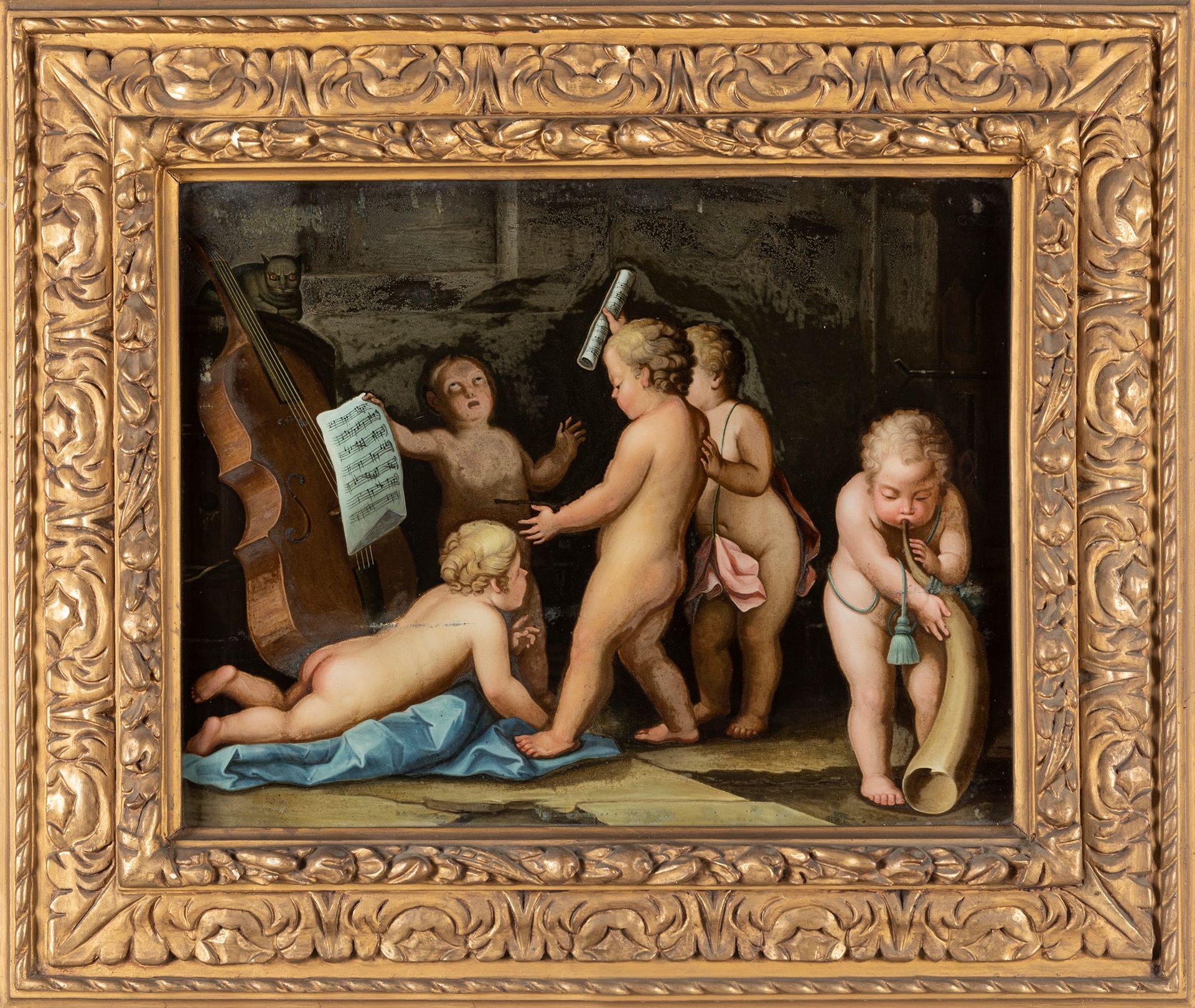 Scuola dell'Italia settentrionale, secolo XVIII 音乐的寓意

玻璃下的绘画
51.5 x 66 cm