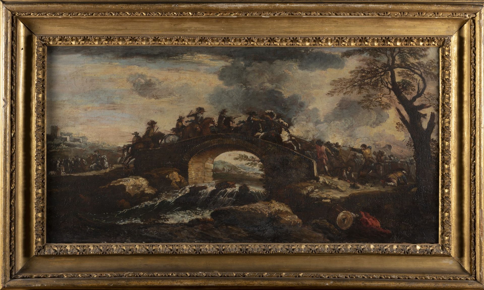 Scuola italiana, secolo XVII Scène de bataille près d'un pont

huile sur toile
5&hellip;
