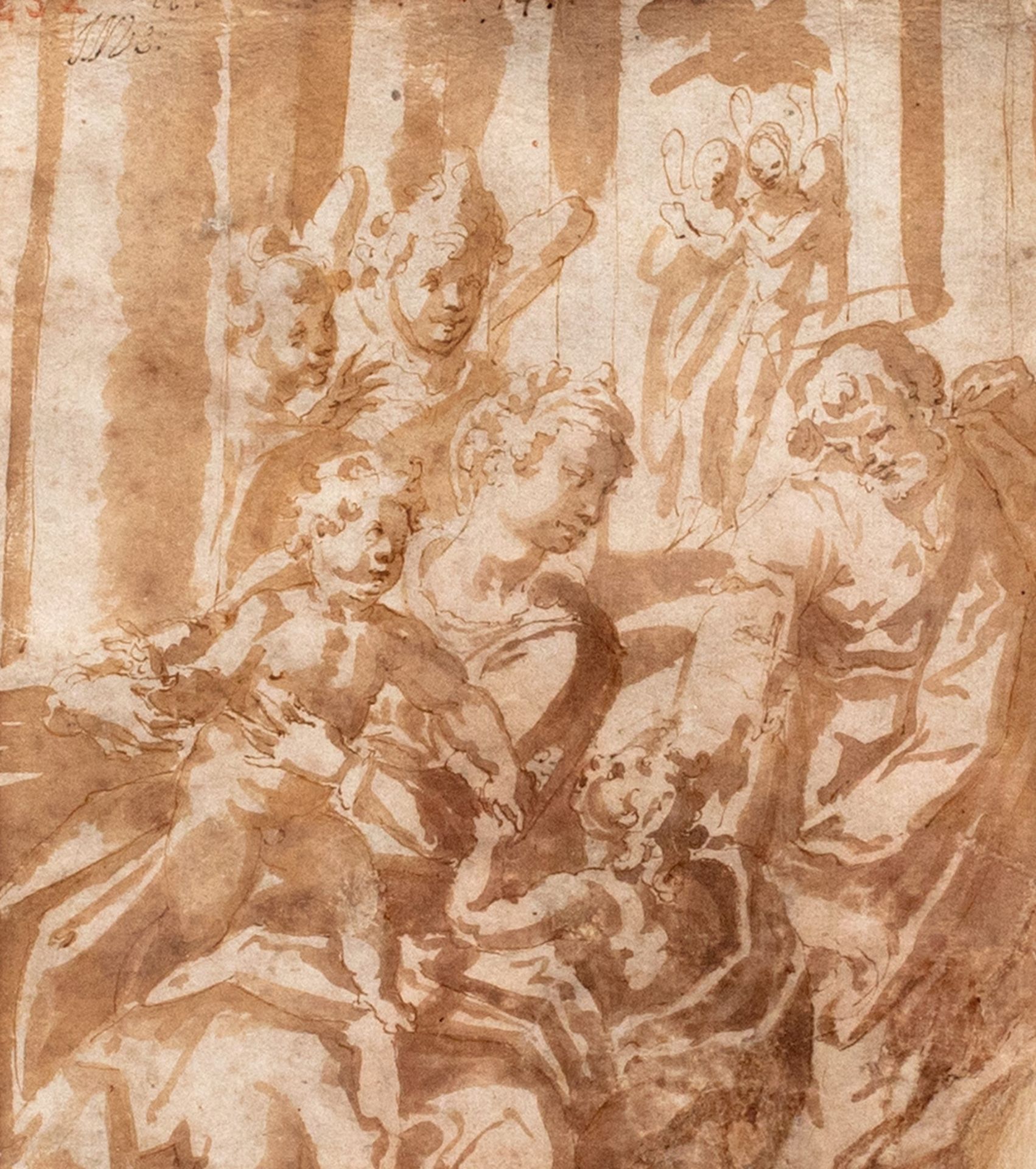 Scuola emiliana, fine secolo XVI - inizi secolo XVII 有圣约翰和天使的神圣家庭（正面）和天使研究（背面）

&hellip;