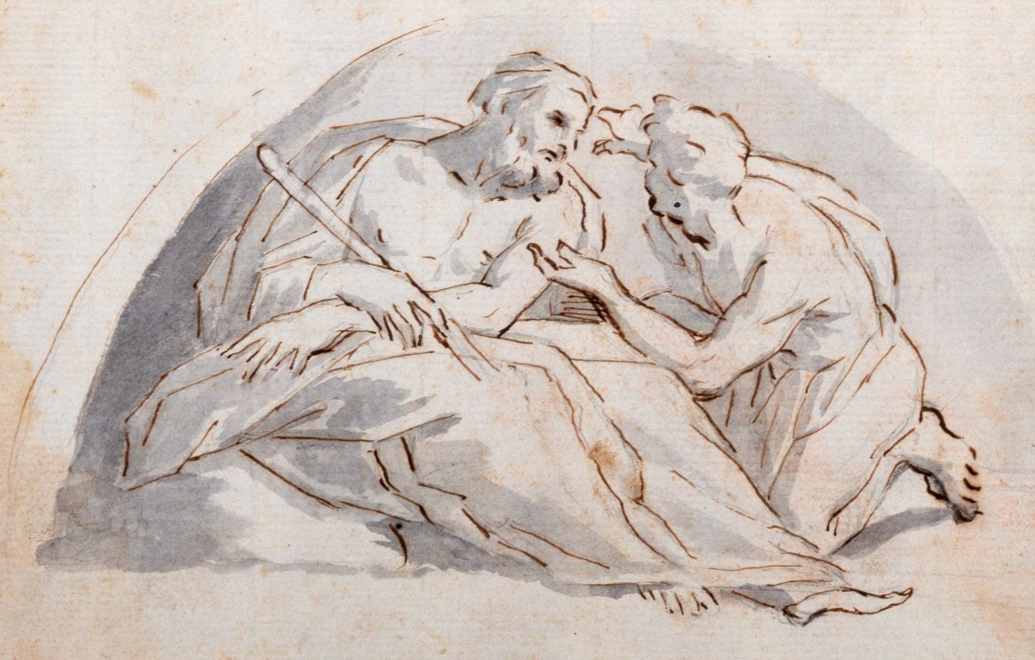 Pietro Antonio de Pietri Lot of three drawings:


 

a) 寓言式的女性人物与普托的研究；钢笔、棕色墨水和蓝&hellip;