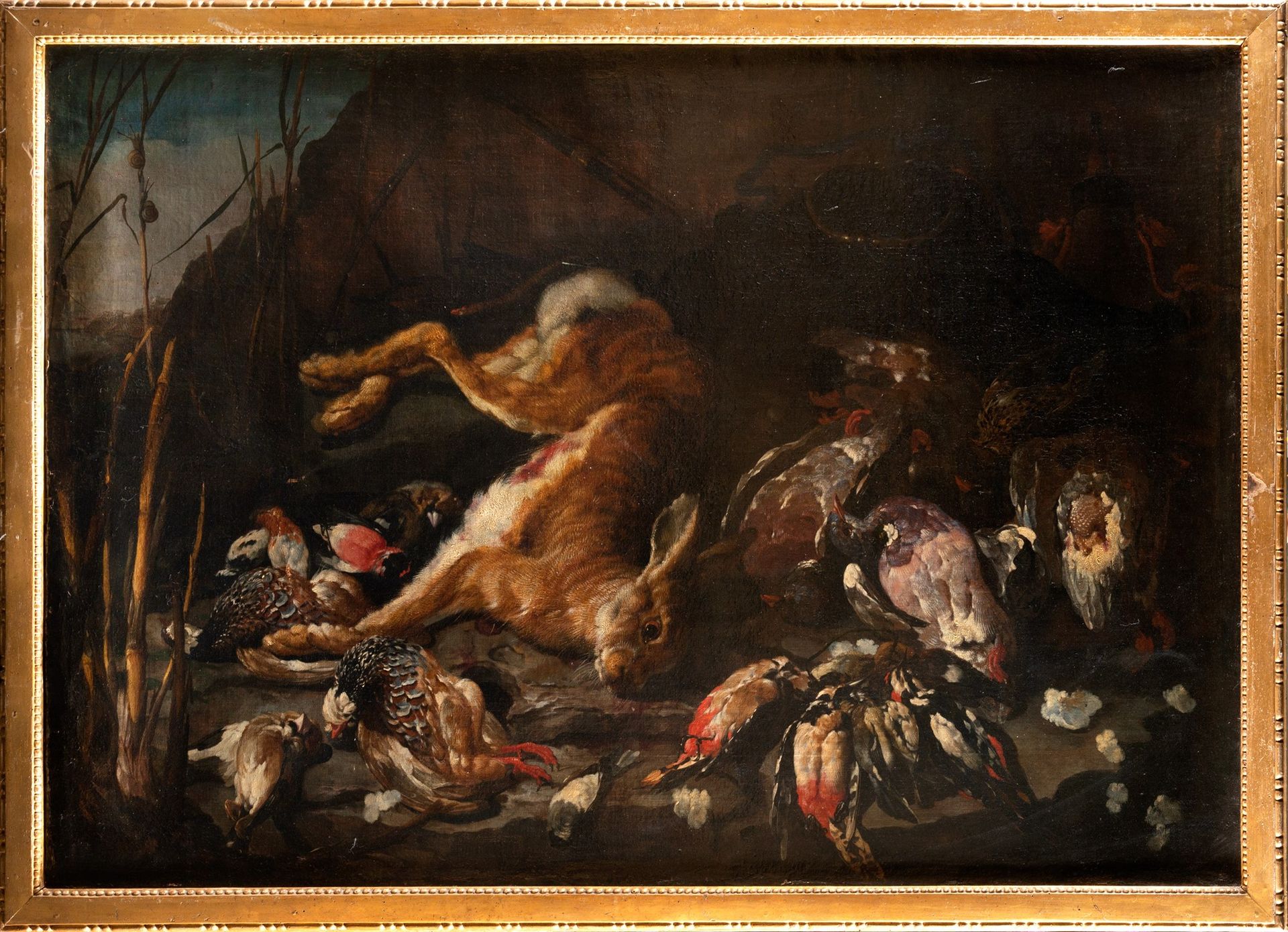 Scuola napoletana, secolo XVII Wild und Hase in einer Landschaft

Öl auf Leinwan&hellip;