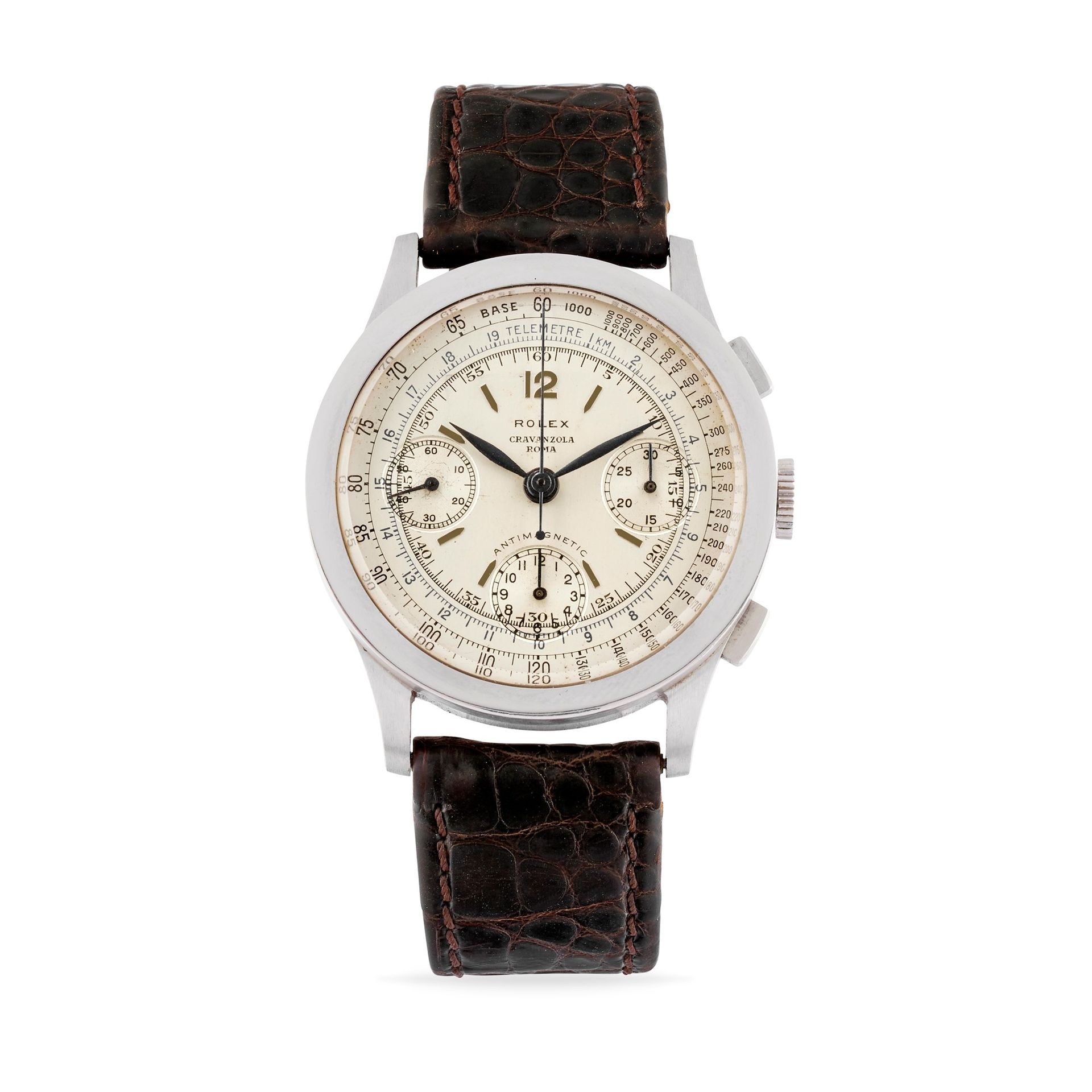 ROLEX Rolex 3330 chronograph retailed by Cravanzola, ‘40s 


Stainless steel coi&hellip;