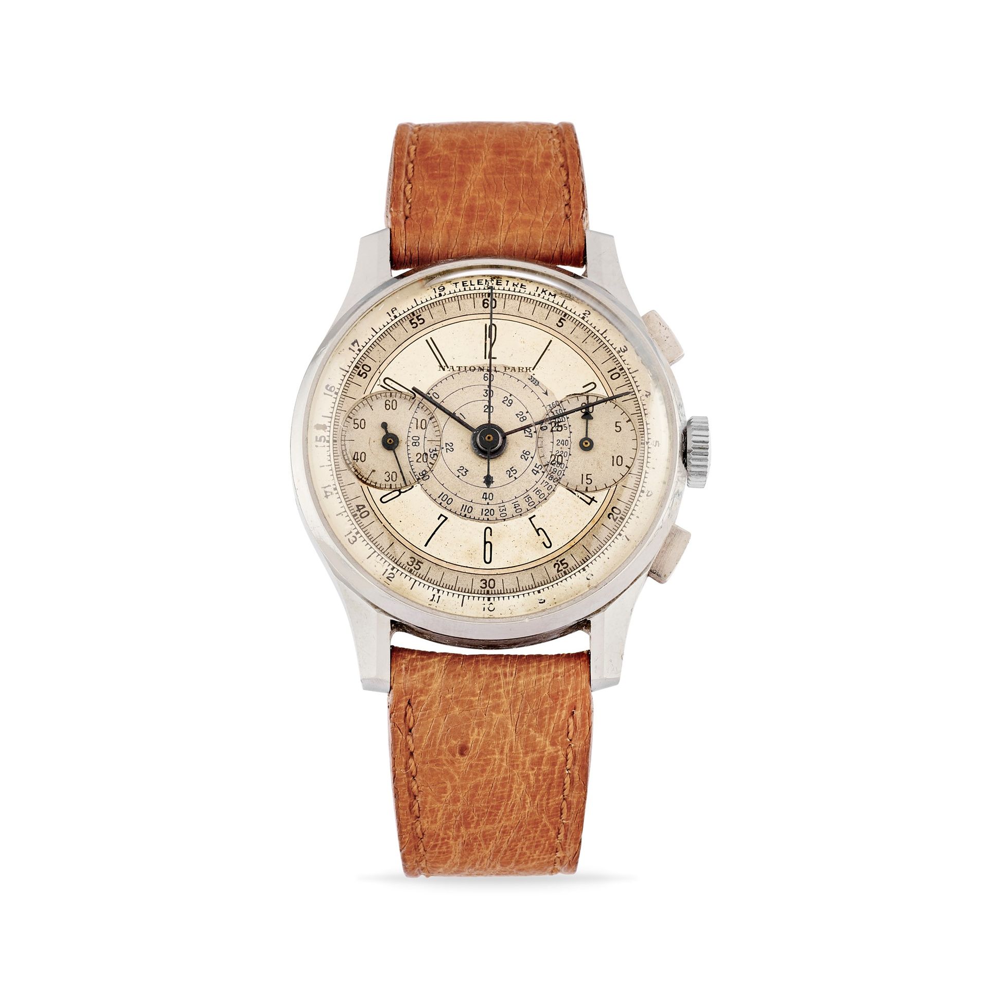 National Park National Park chronograph, ‘40s 


Stainless steel round case, rec&hellip;