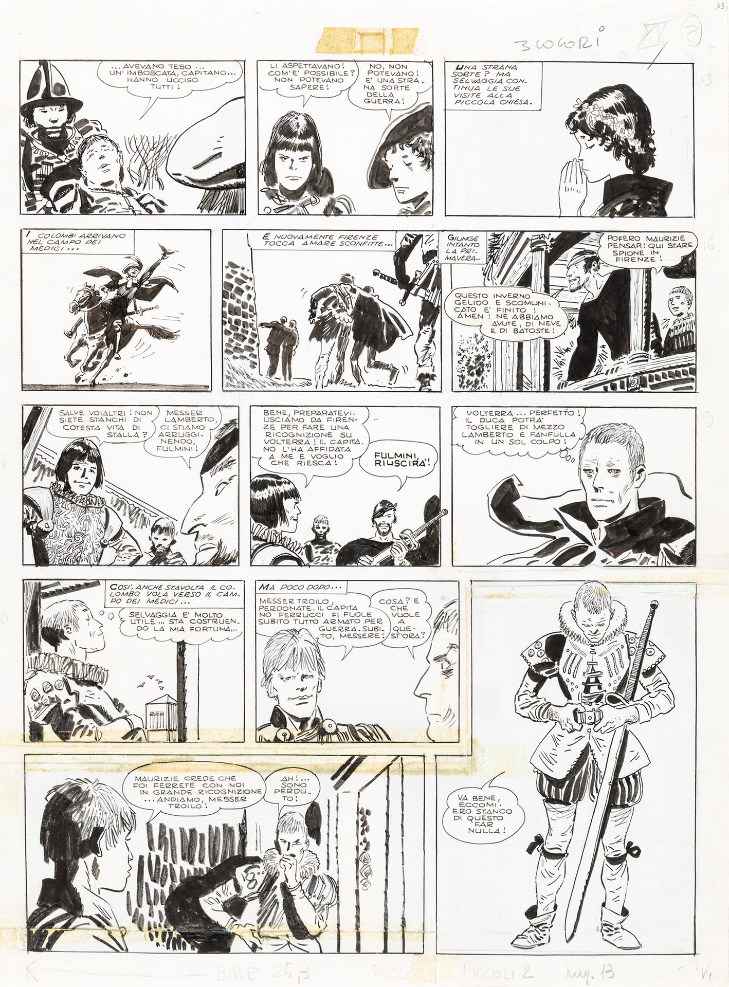 HUGO PRATT Le avventure di Fanfulla, 1967

薄纸板上的铅笔和墨水
32,5 x 44,5 cm
普拉特为《Fanful&hellip;