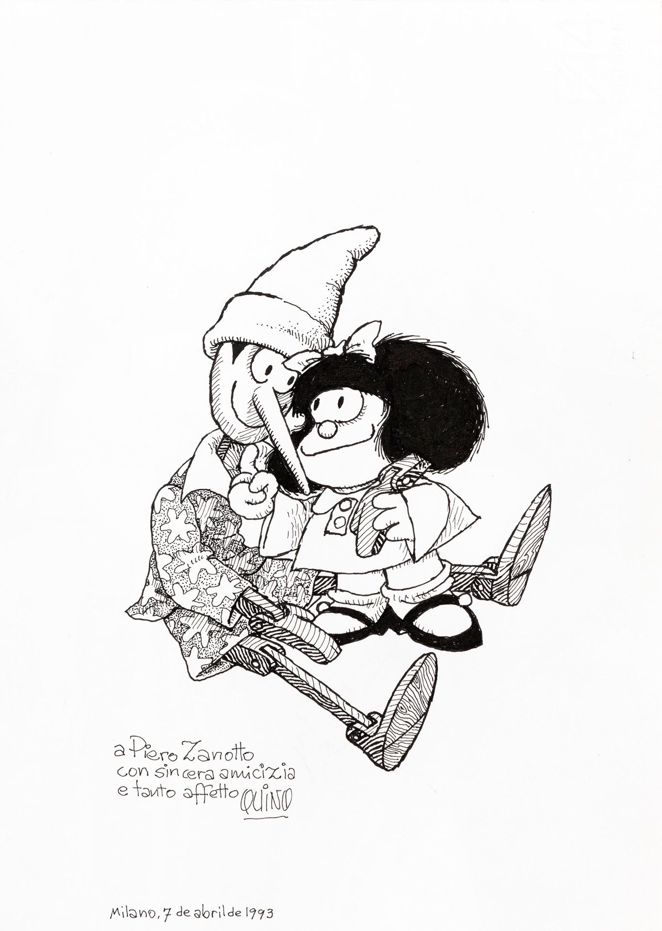 Quino (Joaquín Lavado) Pinocchio e Mafalda, 1993

薄纸板上的铅笔和墨水
18 x 25 cm
阿根廷大师Qui&hellip;