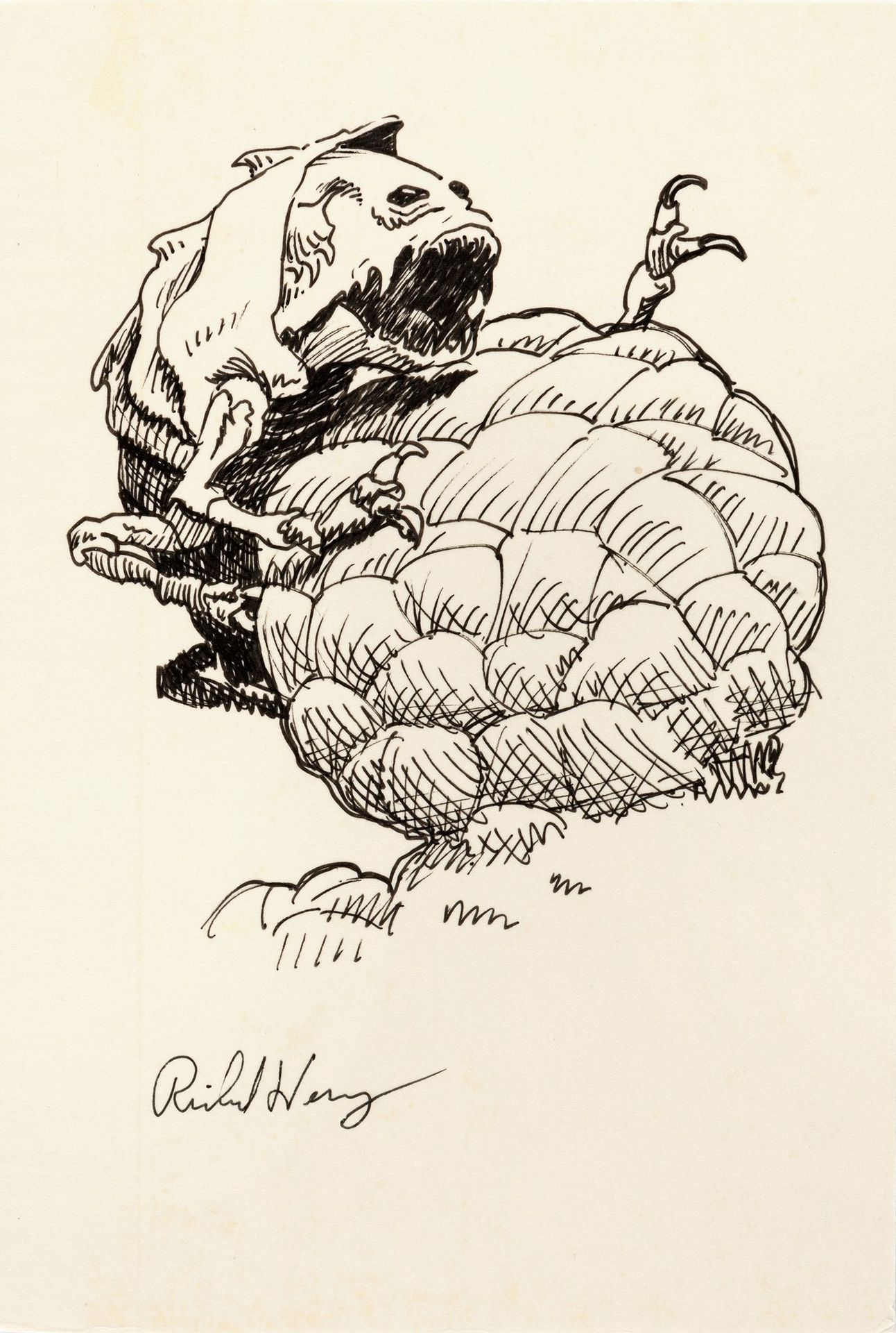 Richard Hescox 独眼巨人的巢穴，1991年

墨水在描图纸上涂在纸板上
15,5 x 22,5 cm
Hescox为Allen L. Wold的幻&hellip;