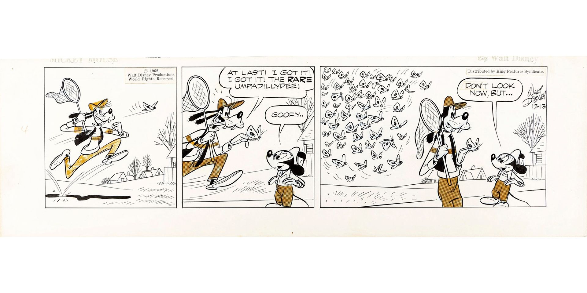 Floyd Gottfredson 米老鼠，1962年

薄纸板上的铅笔、墨水和zipatone
53 x 16,5 cm
1962年12月13日 "米老鼠 "&hellip;