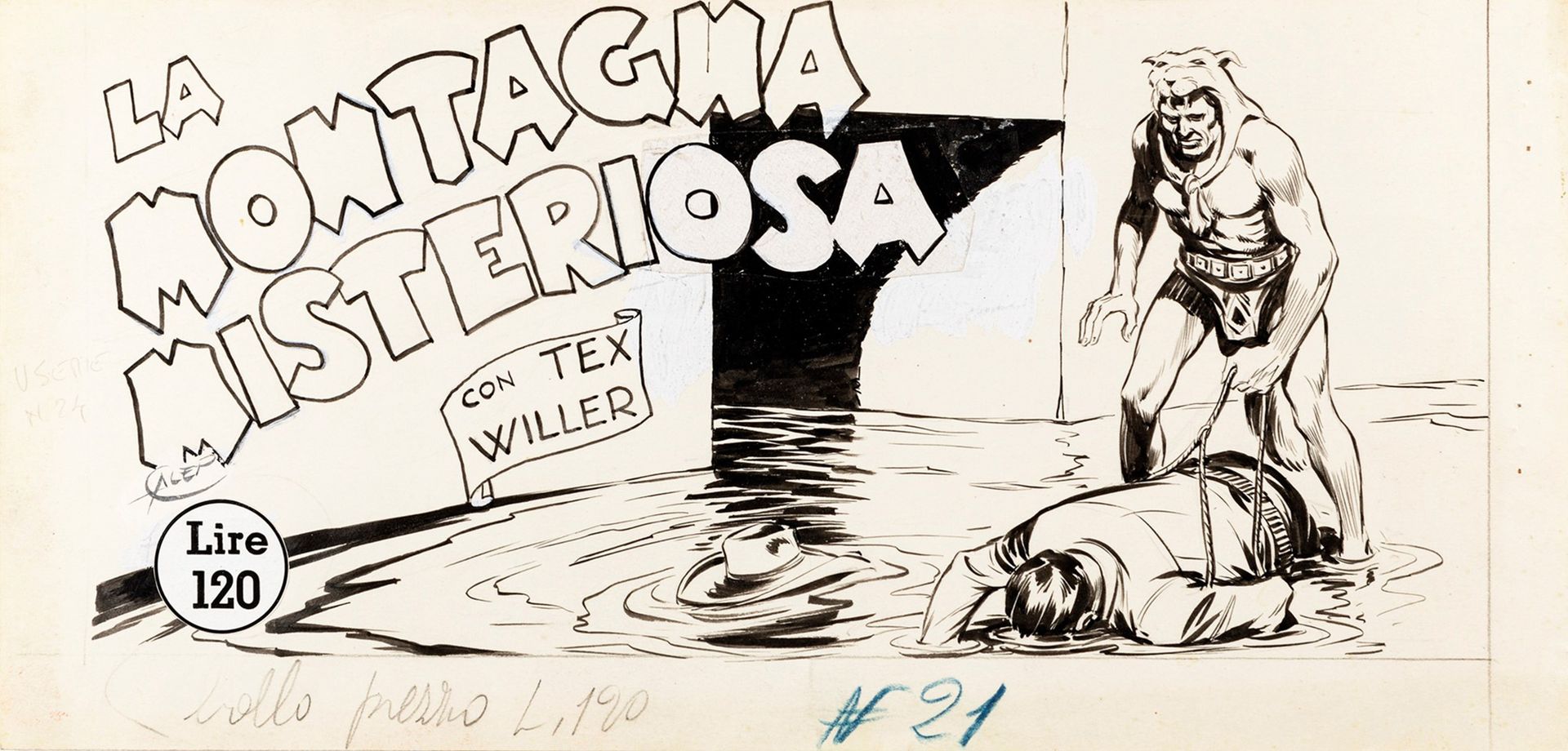 Aurelio Galleppini Tex - La montagna misteriosa, 1952

薄纸板上的铅笔和墨水
29 x 14 cm
加勒普&hellip;