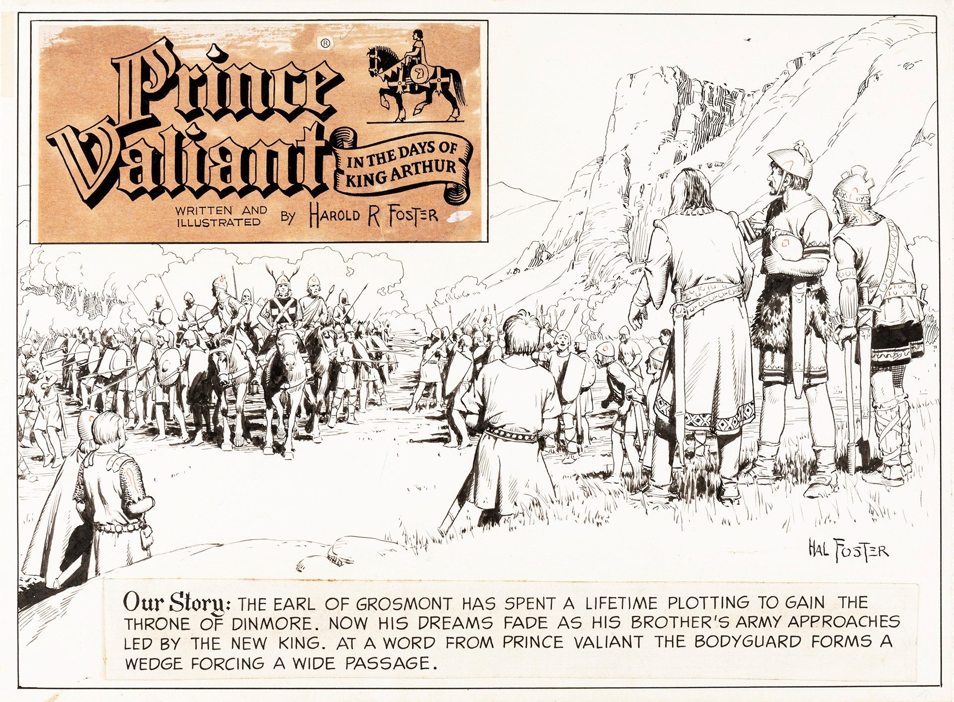 Hal Foster Prince Valiant - A King Earns a Throne, 1967

pencil and ink on thin &hellip;