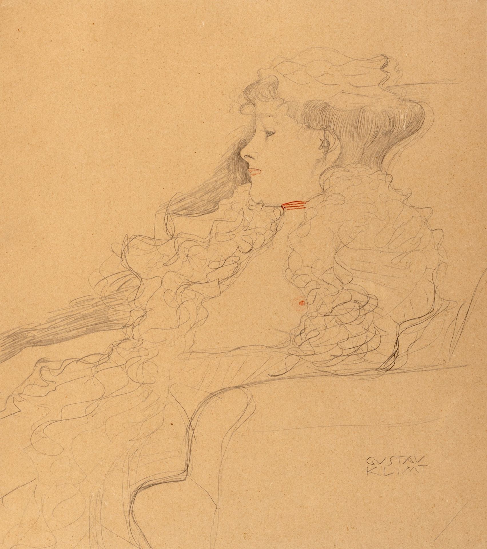 Gustav Klimt 古斯塔夫-克里姆特（维也纳1862-纽鲍1918）--来自Fünfundzwanzig Handzeichnungen作品集，1919&hellip;