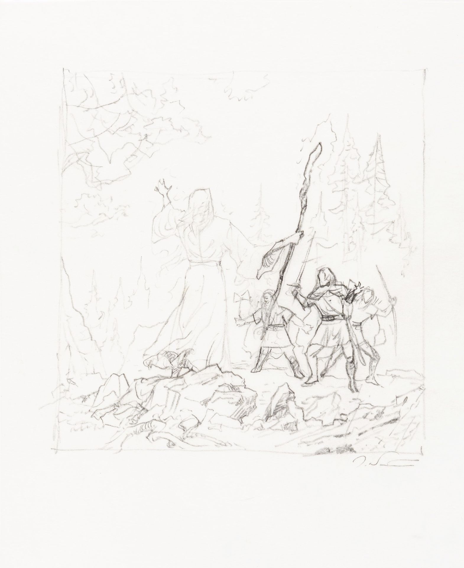 Ted Nasmith Gandalf Returns

pencil on tissue paper
20.5 x 25 cm
Preliminary dra&hellip;