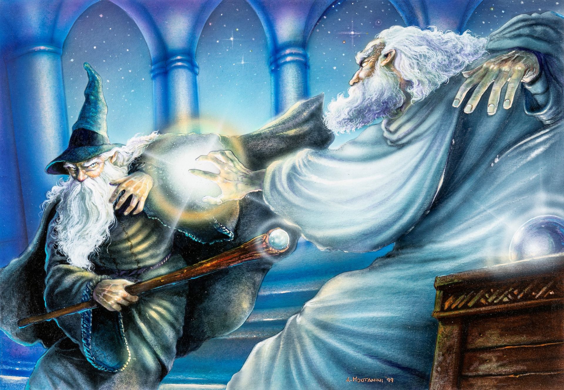Angelo Montanini Saruman and Gandalf at the Tower of Orthanc, 1999

ink, tempera&hellip;