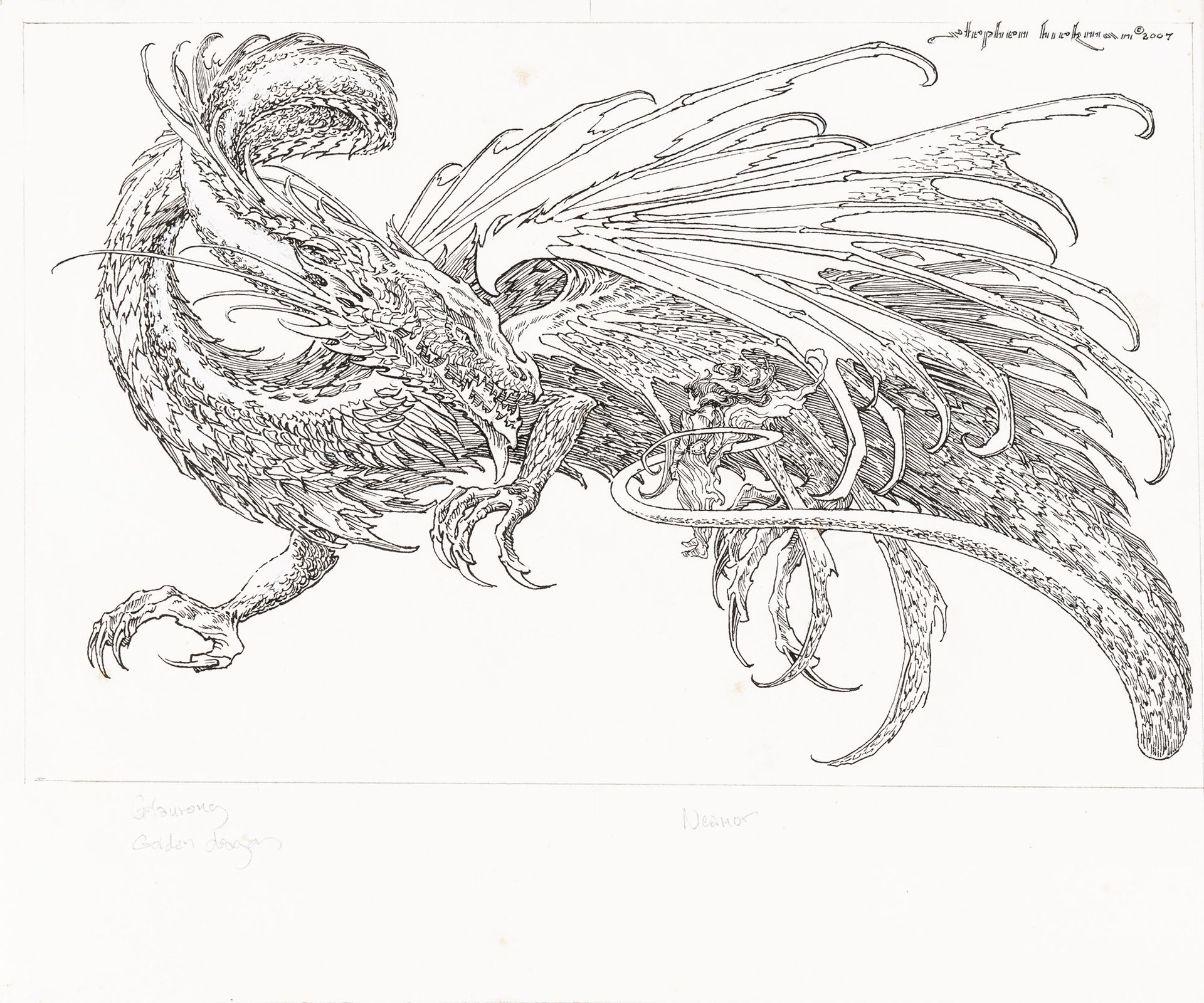 Stephen Hickman Glaurung, 2007

薄纸板上的铅笔和墨水
30 x 24,5 cm
由希克曼制作的原创插图，并在2015年由泰坦书局&hellip;