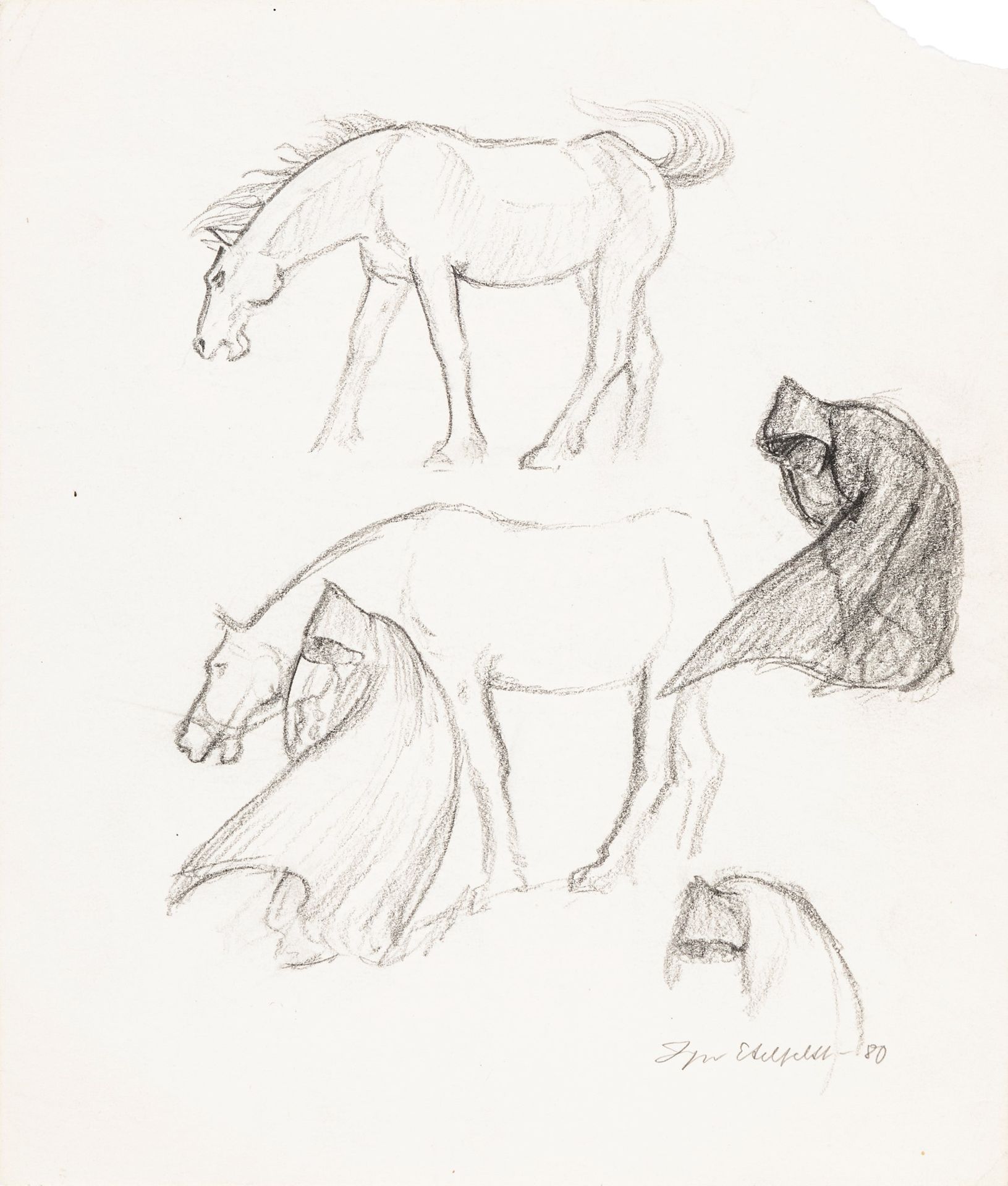 Inger Edelfeldt 黑骑士，1980年

薄纸板上的铅笔
20,5 x 24 cm
埃德尔菲特为她的名画《黑骑士》绘制的初稿，1984年2月由Bal&hellip;