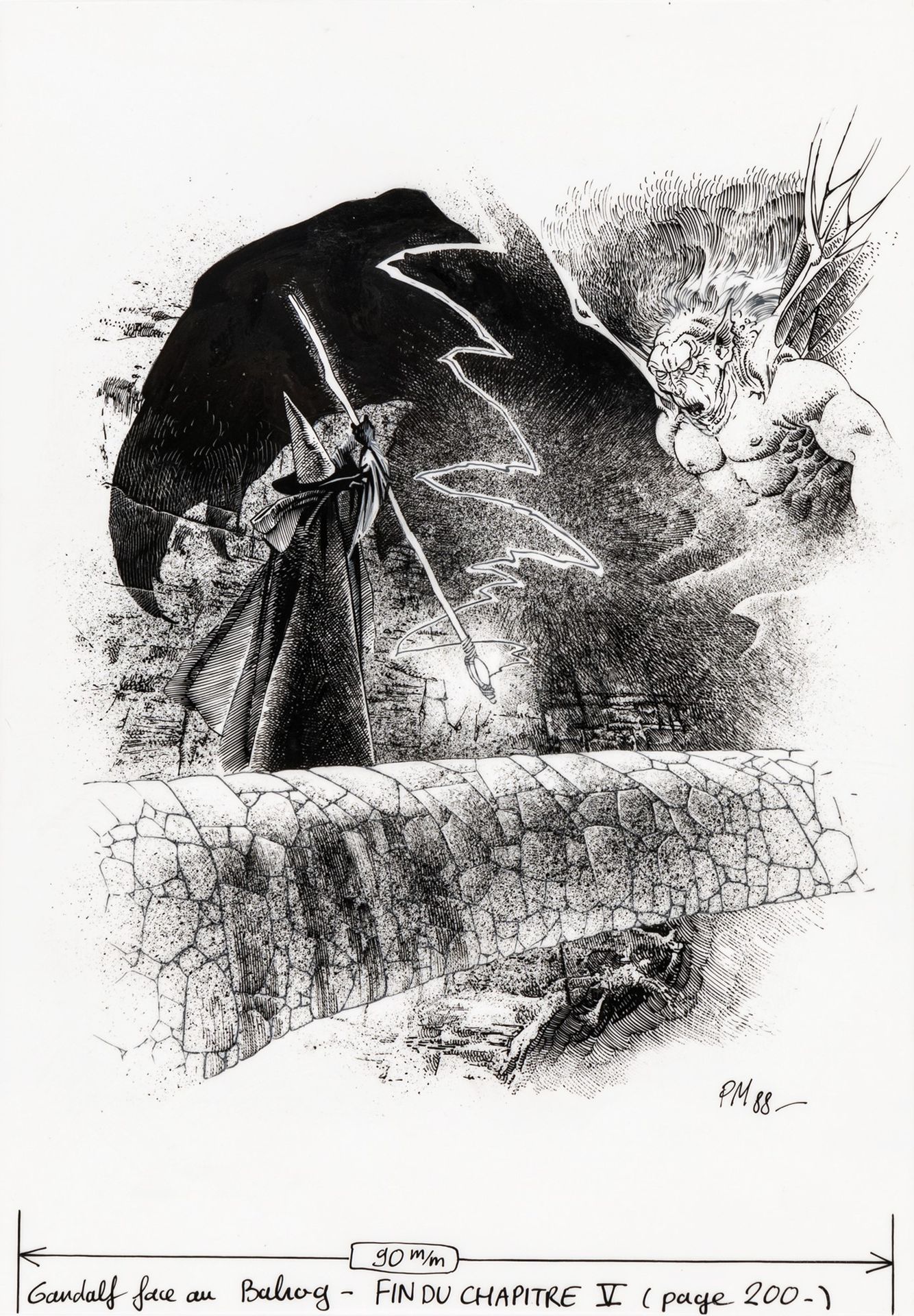 Philippe Munch Gandalf stellt sich dem Balrog, 1988

Tinte auf Transparentpapier&hellip;