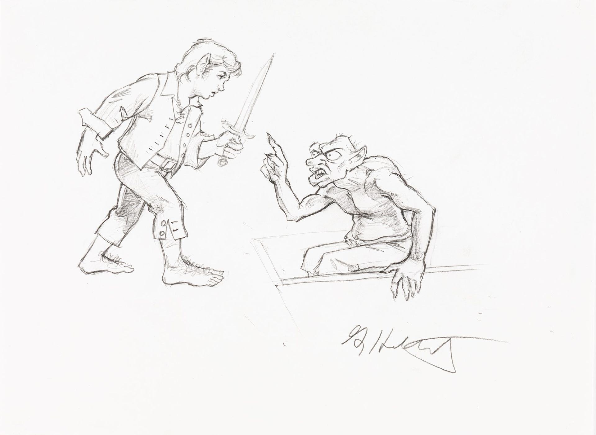 Greg & Tim Hildebrandt Bilbo and Gollum, 2002

pencil on thin cardboard
28.5 x 2&hellip;