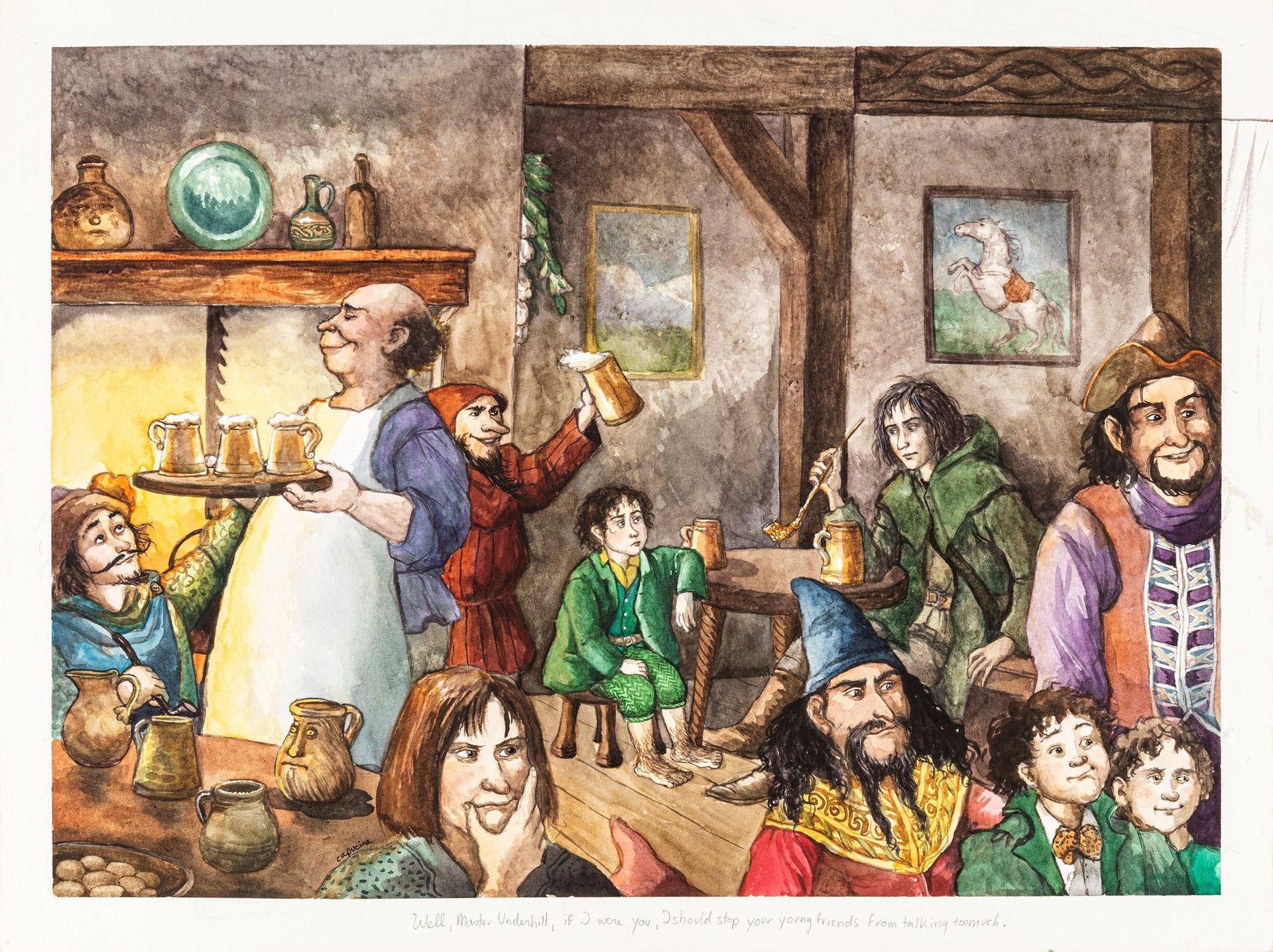 Capucine Mazille Frodo in der Taverne, 2003

Aquarell auf dünnem Karton
48,5 x 3&hellip;