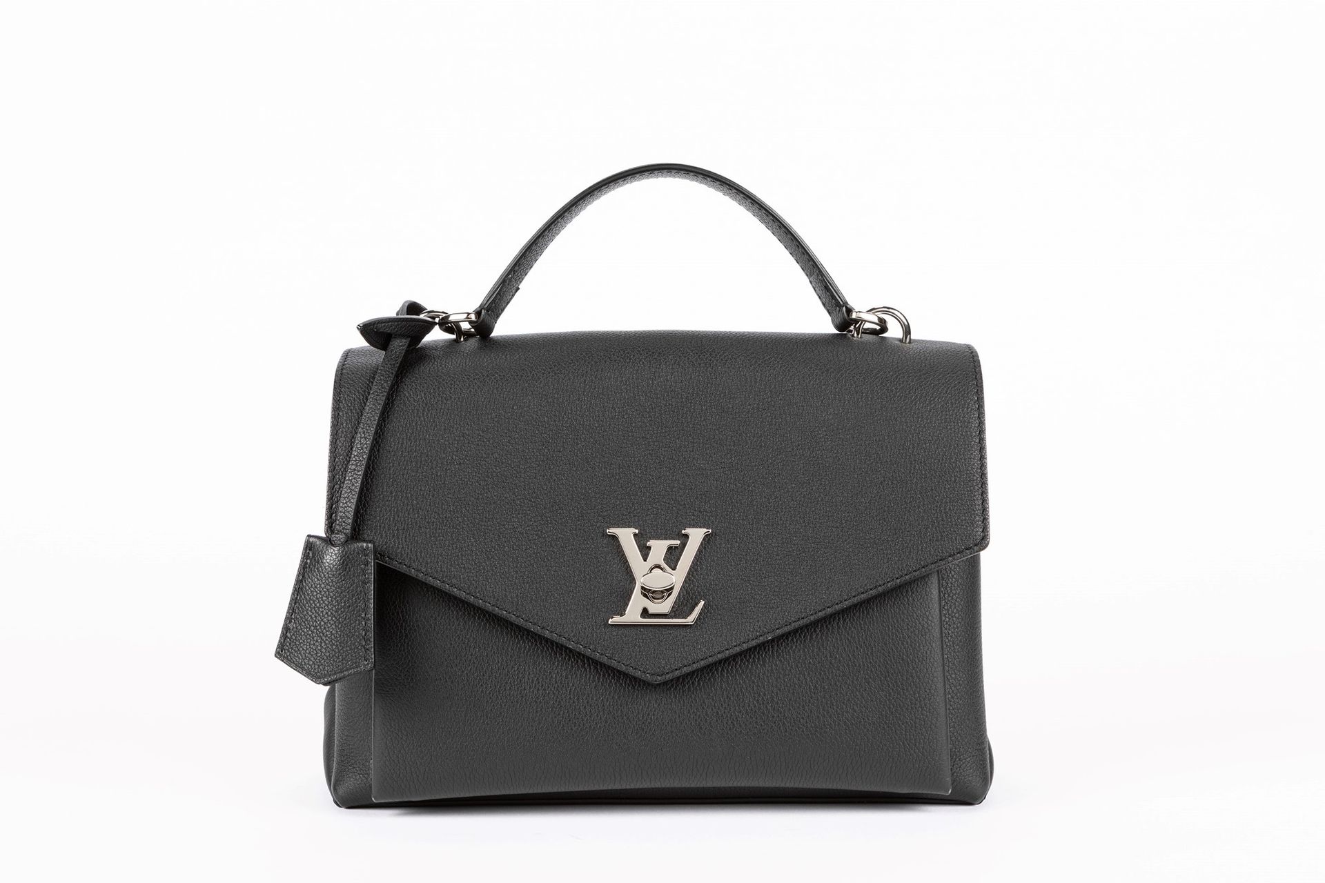 Mylockme Satchel handbag Black leather handbag, detach…