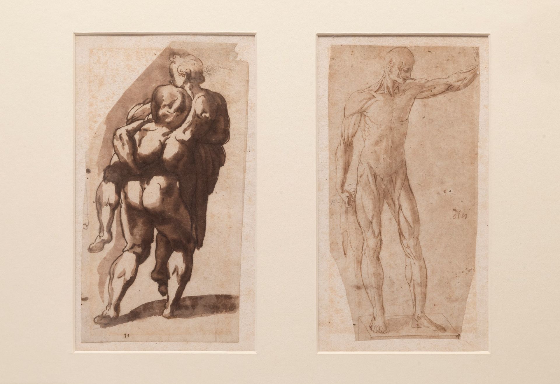 Null Scuola italiana, fine secolo XVI - inizi secolo XVII - Dos estudios de figu&hellip;
