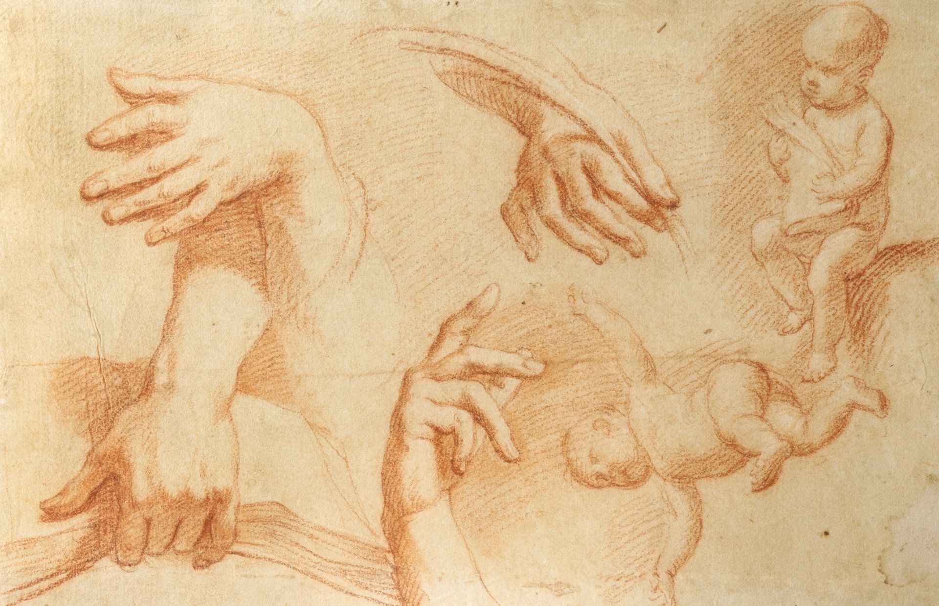 Null Scuola italiana, secolo XVII - Studio di mani e di un bambino (recto); e St&hellip;
