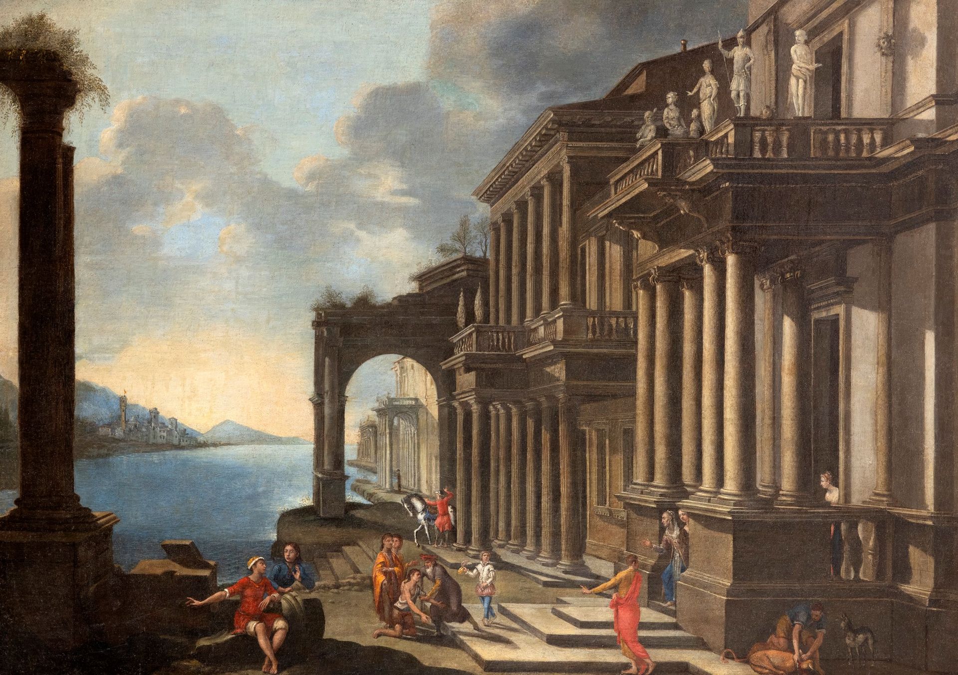 Null Scuola dell'Italia centrale, secolo XVII - Capriccio architettonico con ved&hellip;