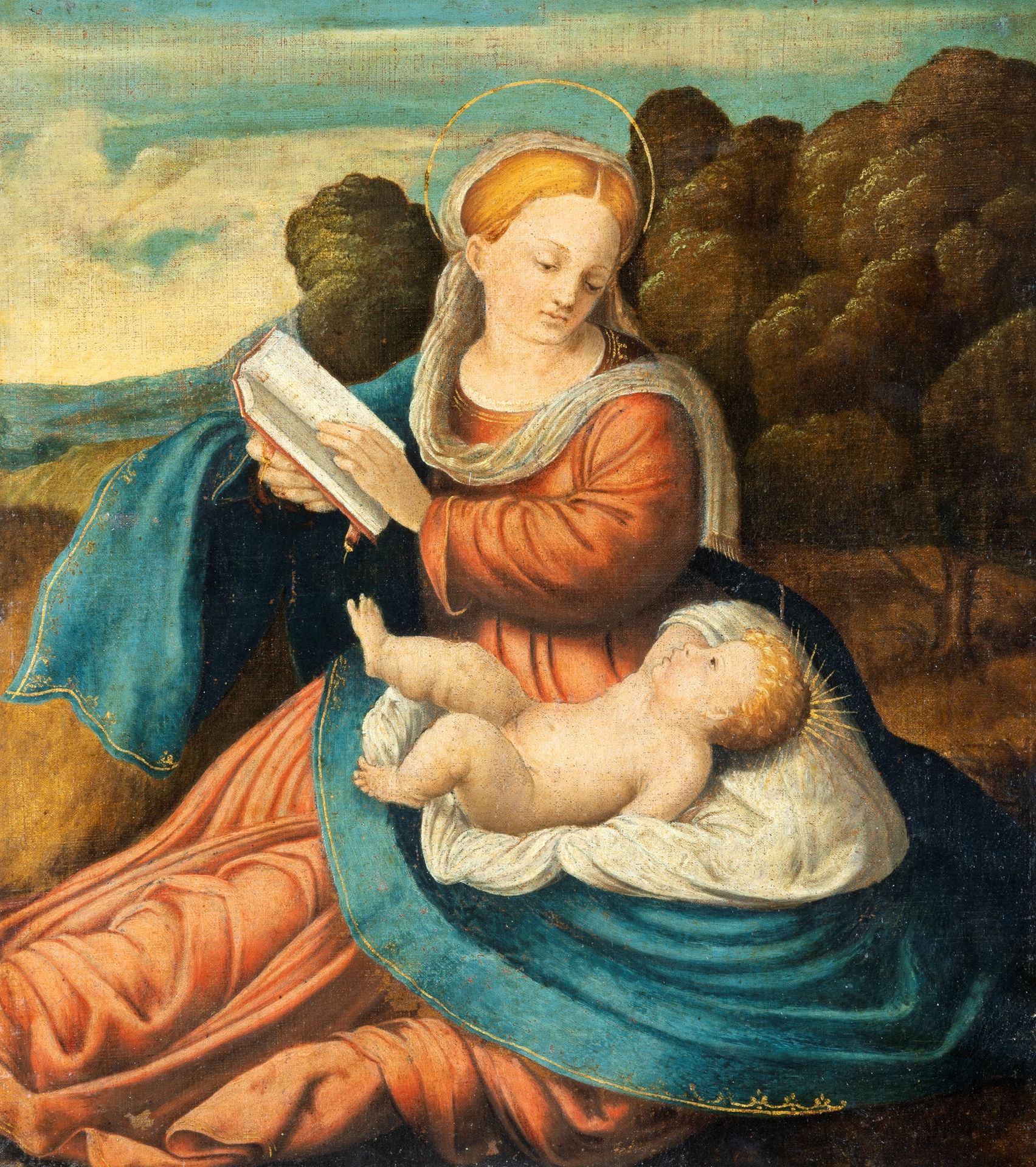 Null Imitatore di Palma il Giovane - Madonna con Bambino in un paesaggio

olio s&hellip;