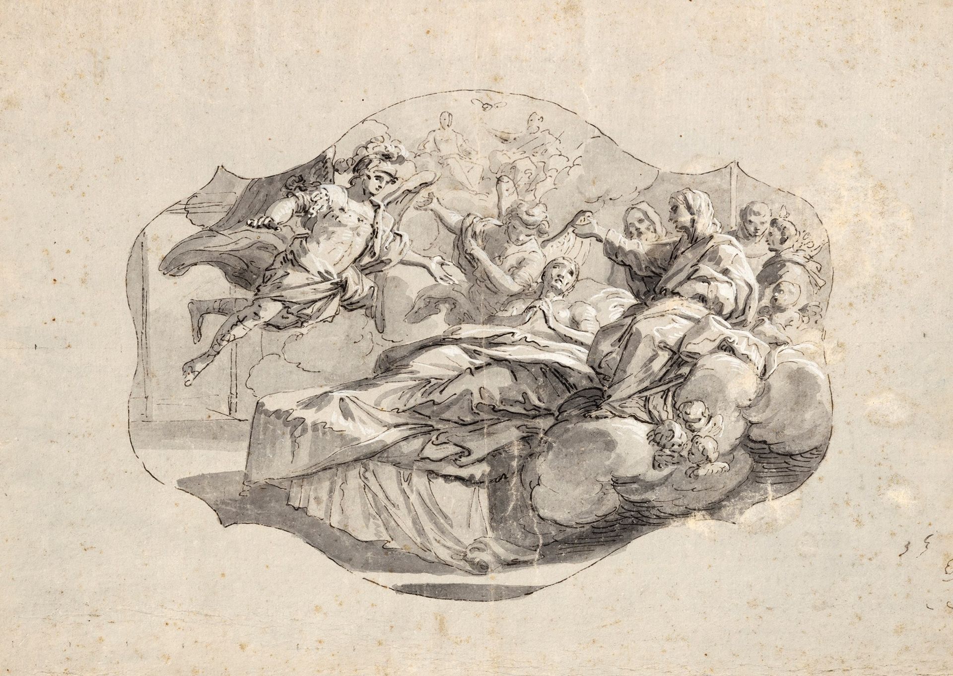 Null Scuola napoletana, secolo XVII - Erscheinung der Jungfrau und des Erzengels&hellip;