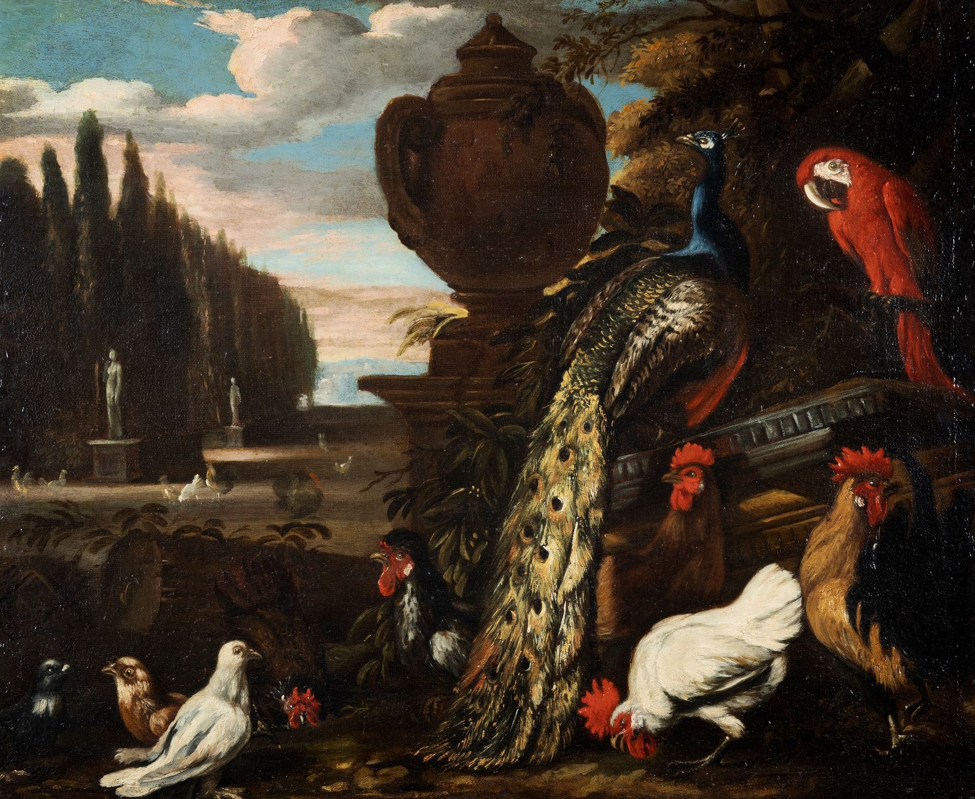 Null Scuola fiamminga, secolo XVIII - Uccelli in un giardino

olio su tela
62 x &hellip;