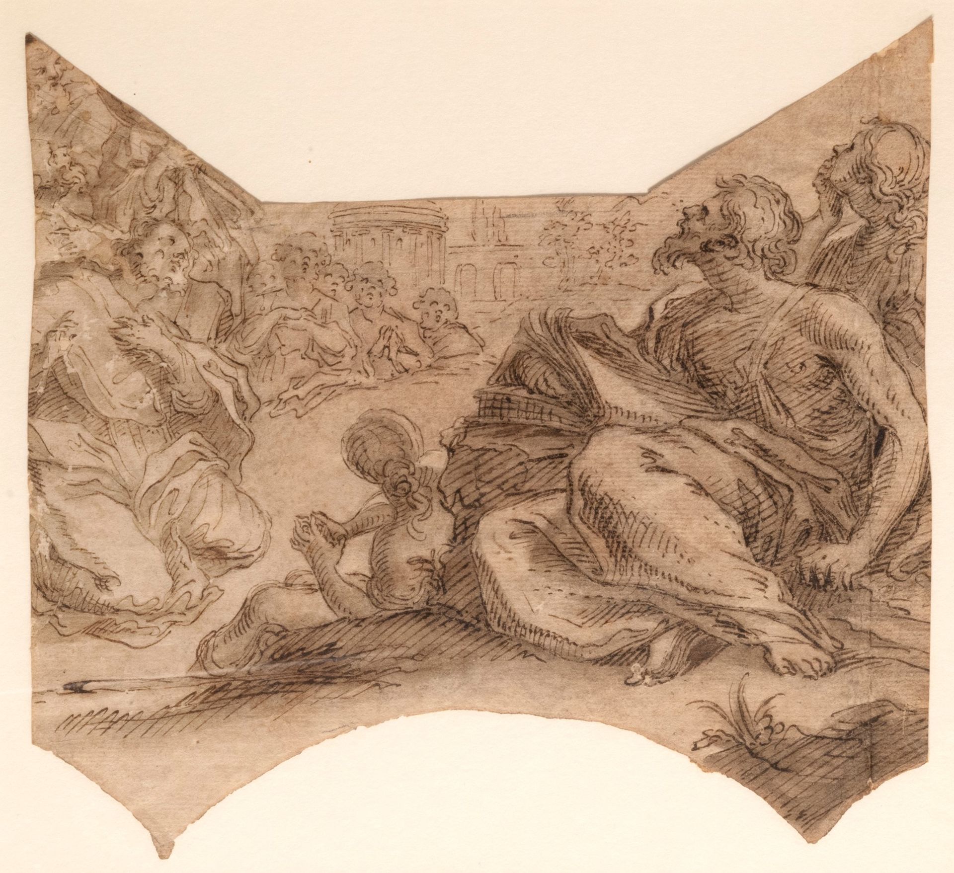 Null Scuola italiana, secolo XVII - Étude pour une scène avec des saints en priè&hellip;