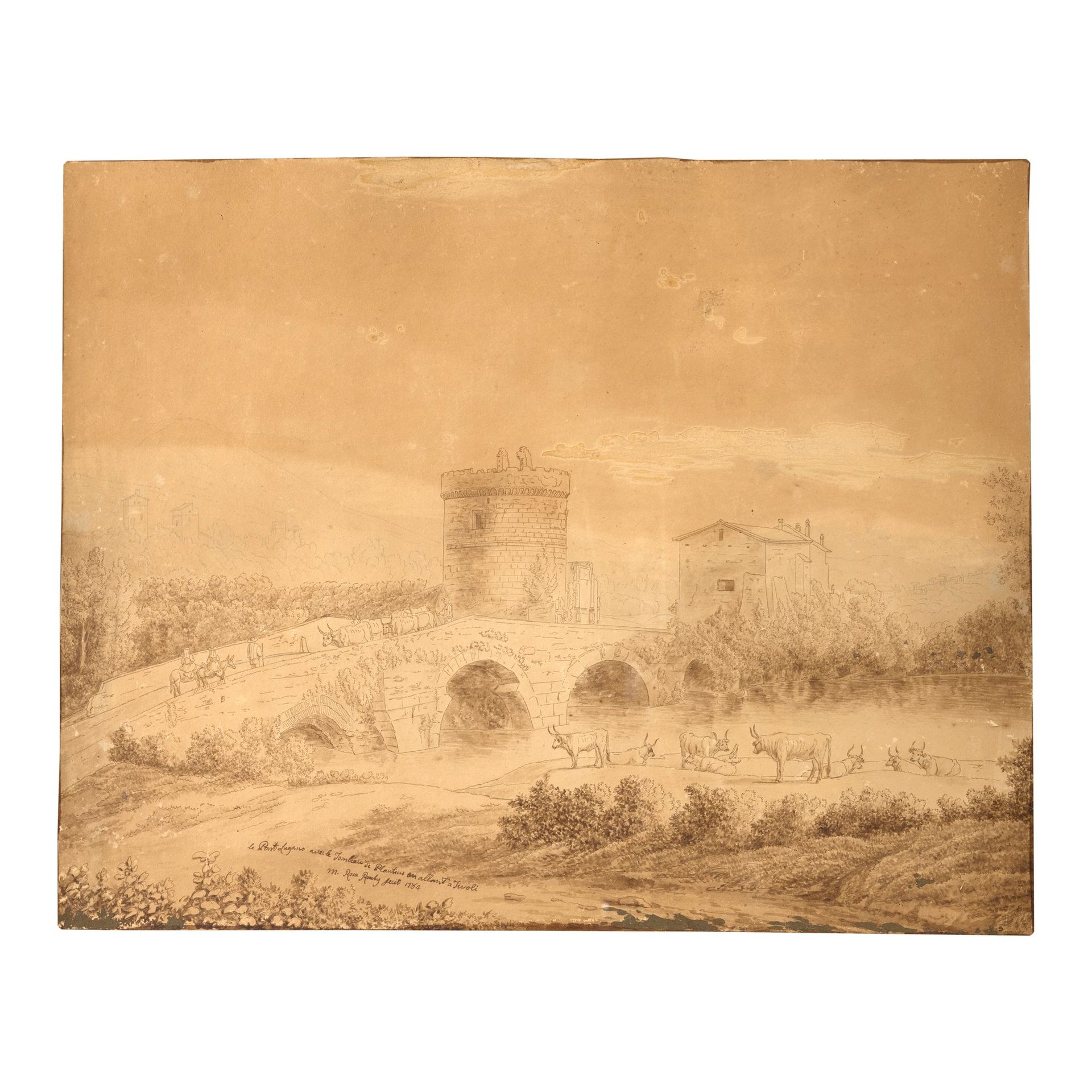 Null Scuola francese, fine secolo XVIII - inizio secolo XIX - Lucano桥和Plautus墓的景&hellip;