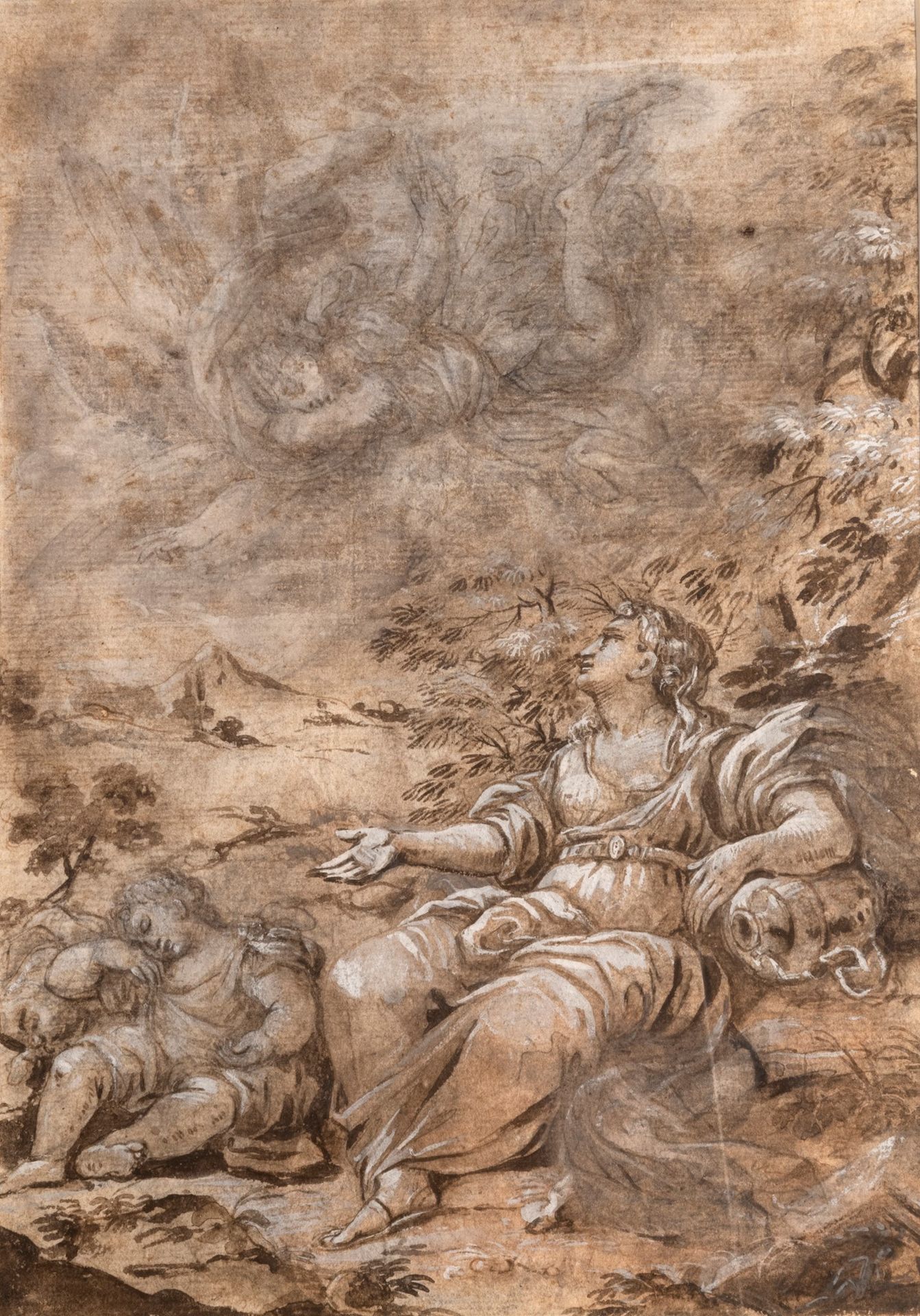 Null Scuola dell'Italia centrale, secolo XVII - Agar y el ángel (anverso); Apolo&hellip;