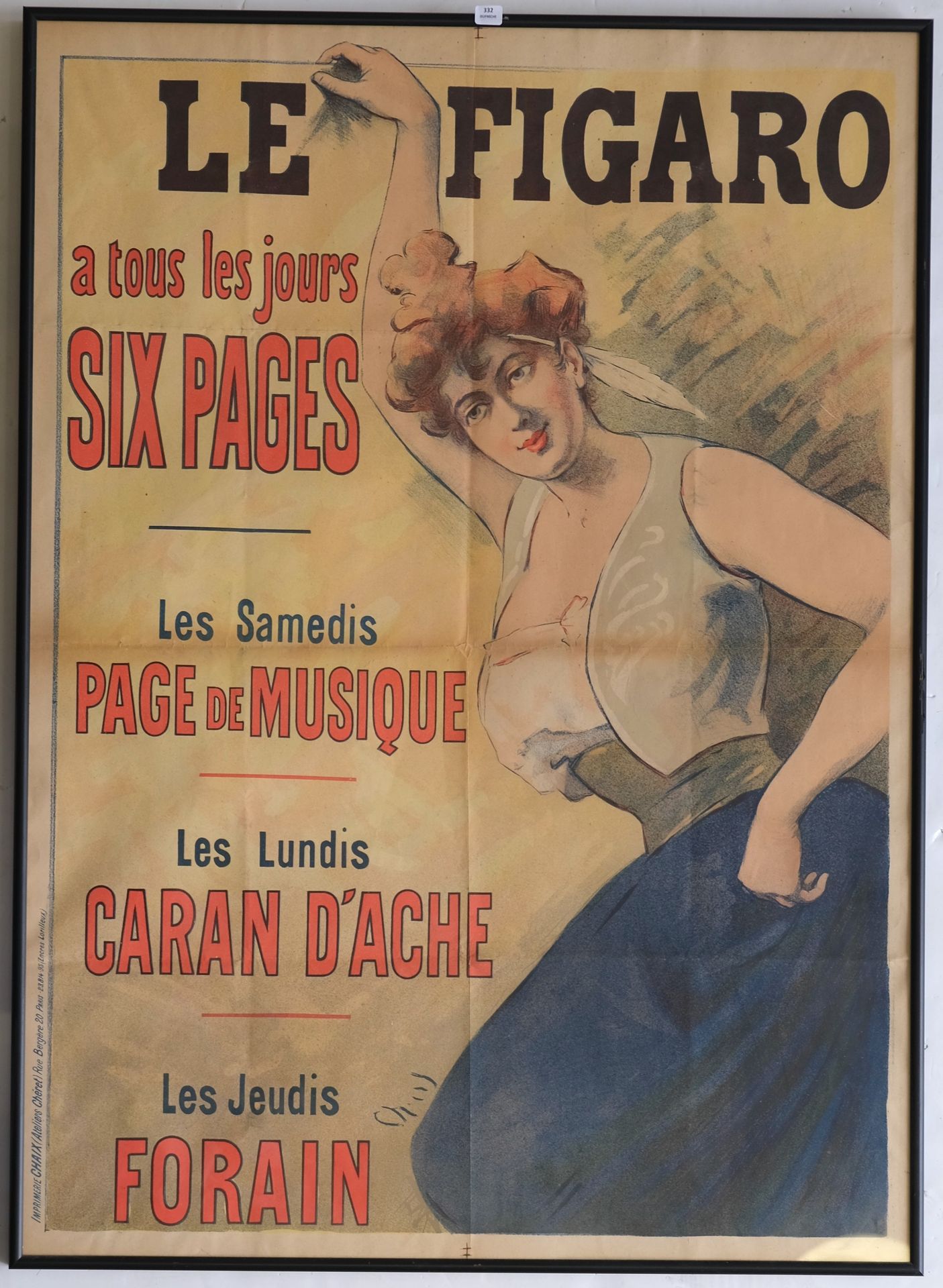 Null CHERET Jules (1836-1932). Affiche lithographique "Le Figaro". Imprimerie Ch&hellip;