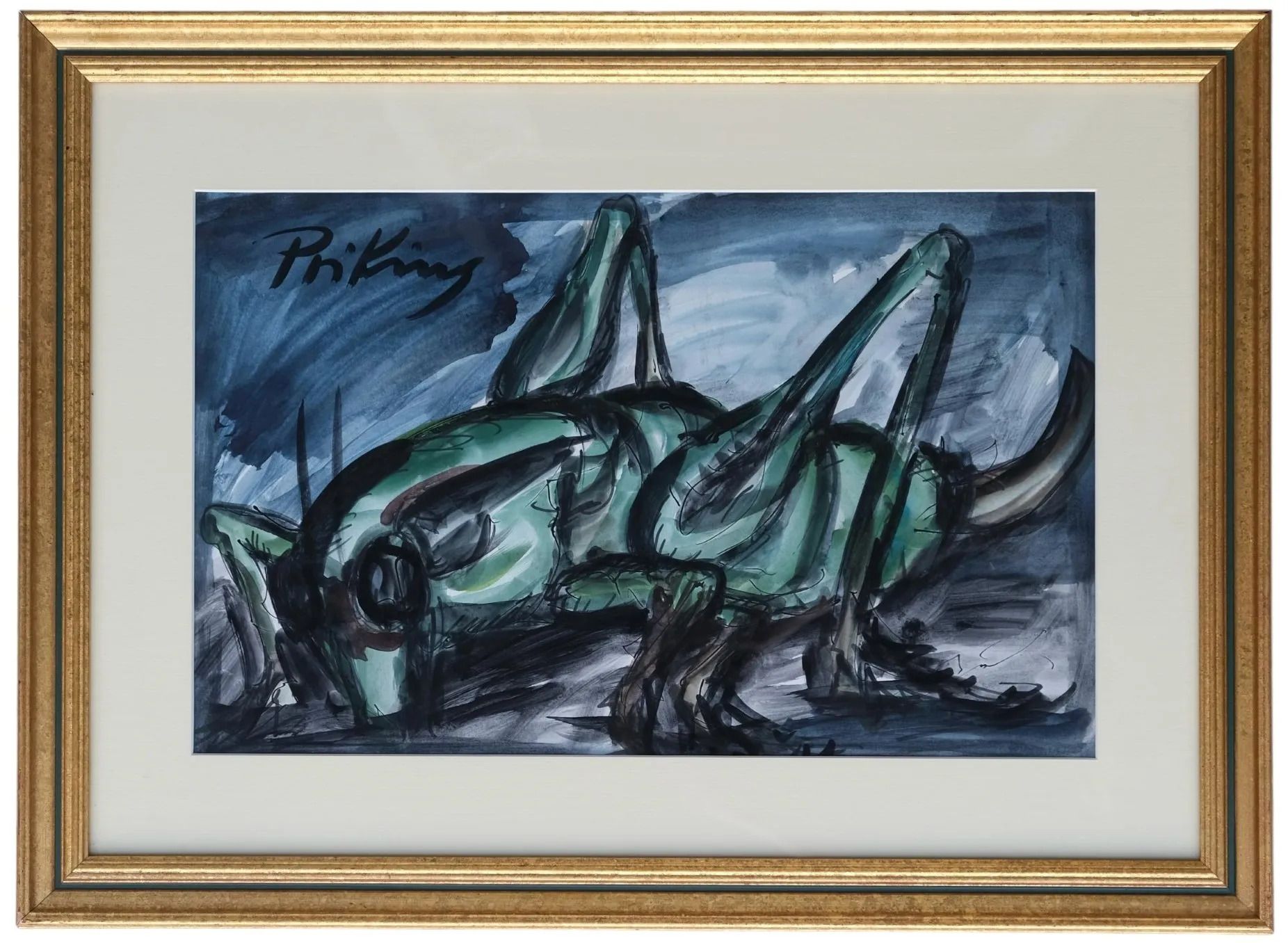 Null PRIKING Franz (1929-1979). Le criquet. Aquarelle. Signée en haut à gauche. &hellip;
