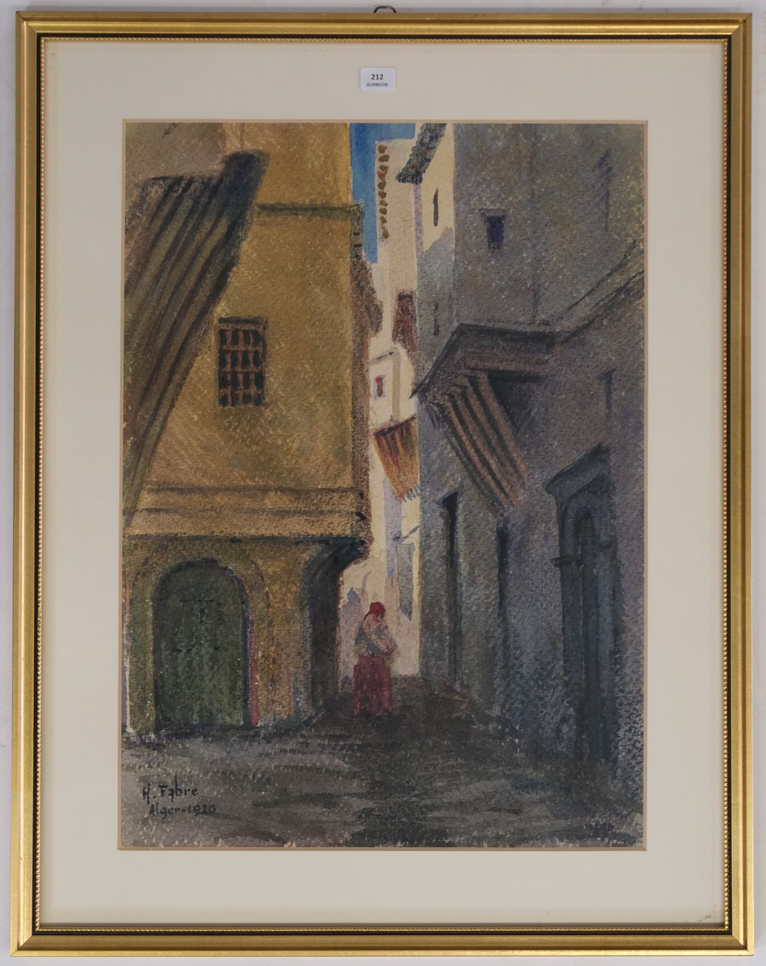 Null FABRE Henri (1880-1950). Rue d'Alger. Aquarelle. Signée, située et datée 19&hellip;