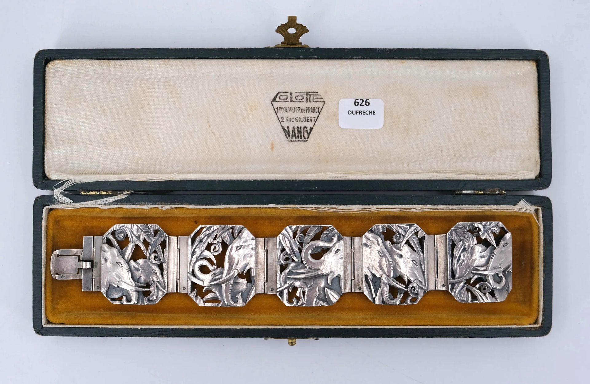 Null COLOTTE Aristide (1885-1959). Art Déco-Armband aus durchbrochenem Silber mi&hellip;