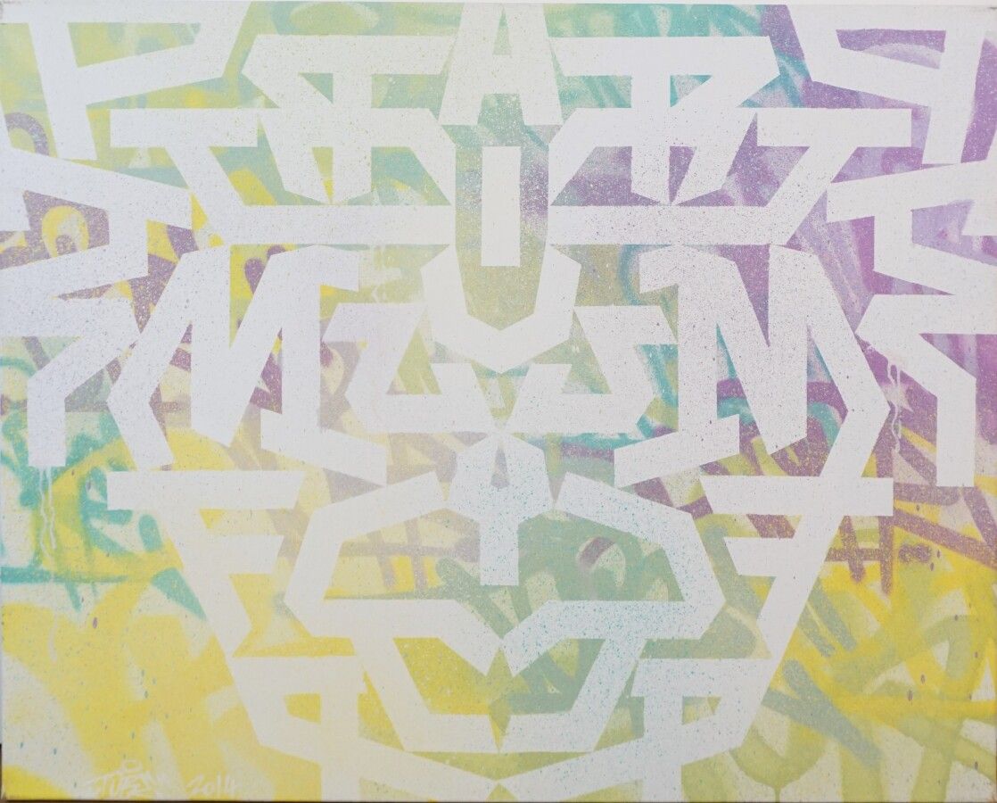 Null TORE (1972), "Visage africain" 2014, acrylique et aérosol sur toile, signée&hellip;