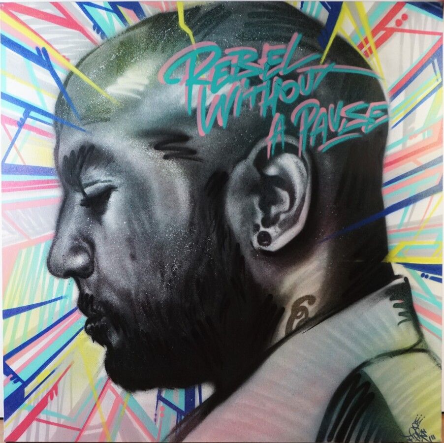 Null TORE (1972), "Rebel without a pause (Booba)" 2014, aérosol et acrylique sur&hellip;