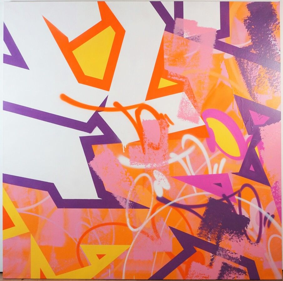 Null TORE (1972), "Composition orange et violette sur fond blanc" 2018, acryliqu&hellip;