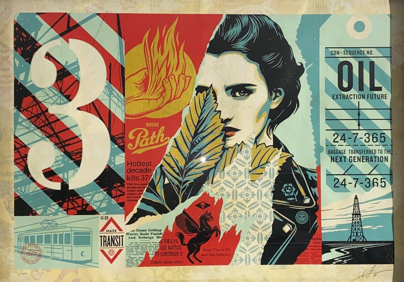 Null Shepard FAIREY dit OBEY (1970), "Wrong Path", rare estampe "HMP" (rehaussée&hellip;