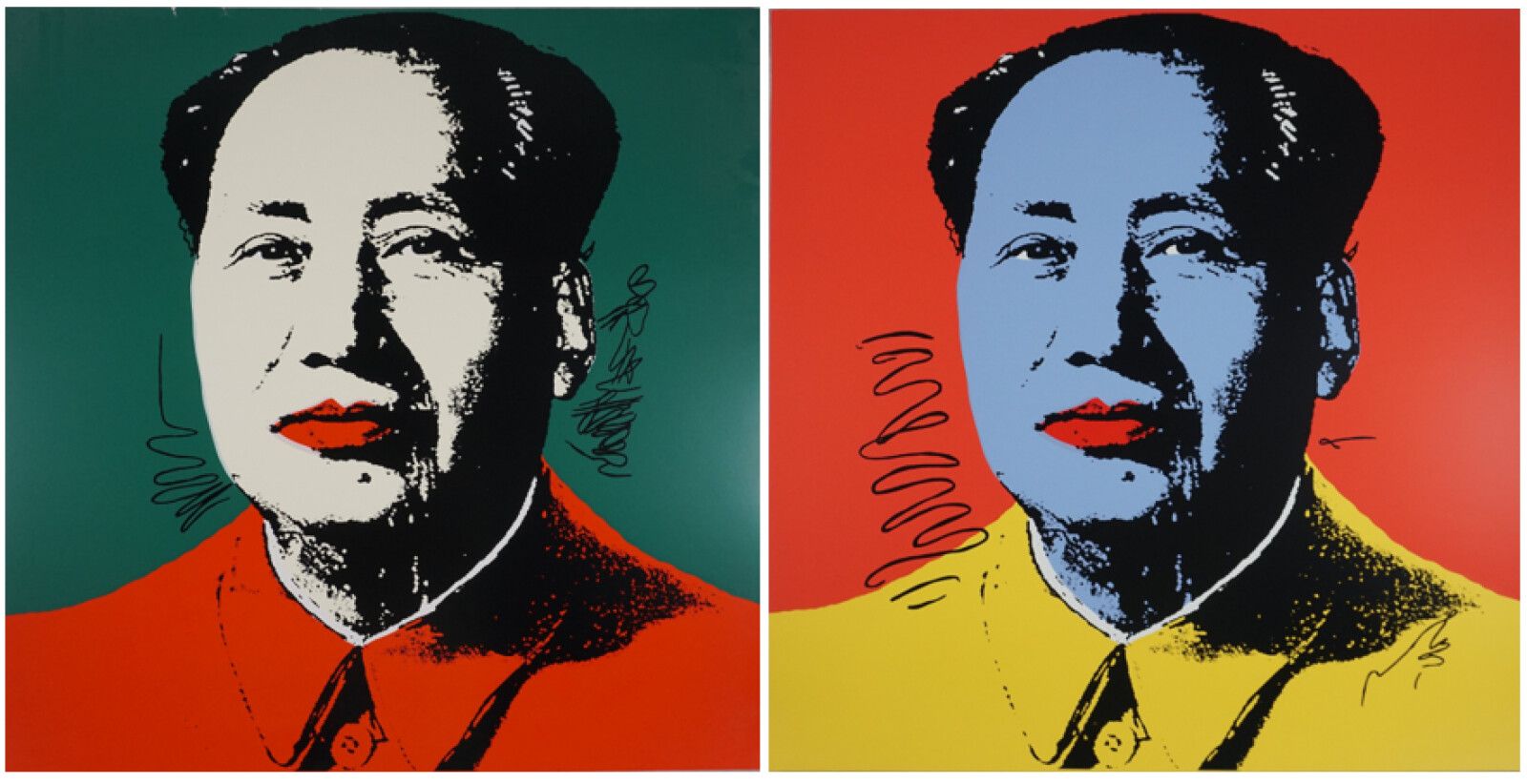 Null D'après Andy WARHOL (1928-1987), "Mao" & "Mao Bleu violine", deux sérigraph&hellip;