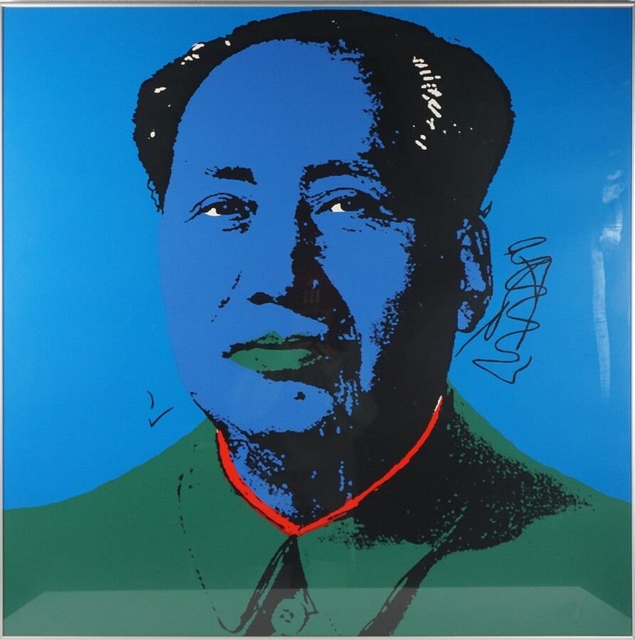 Null D'après Andy WARHOL (1928-1987), "Mao bleu", sérigraphie, annotation au dos&hellip;