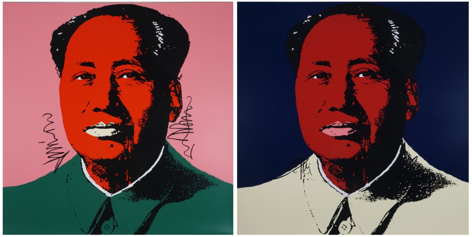 Null D'après Andy WARHOL (1928-1987), "Mao rouge" & "Mao bordeaux", deux sérigra&hellip;