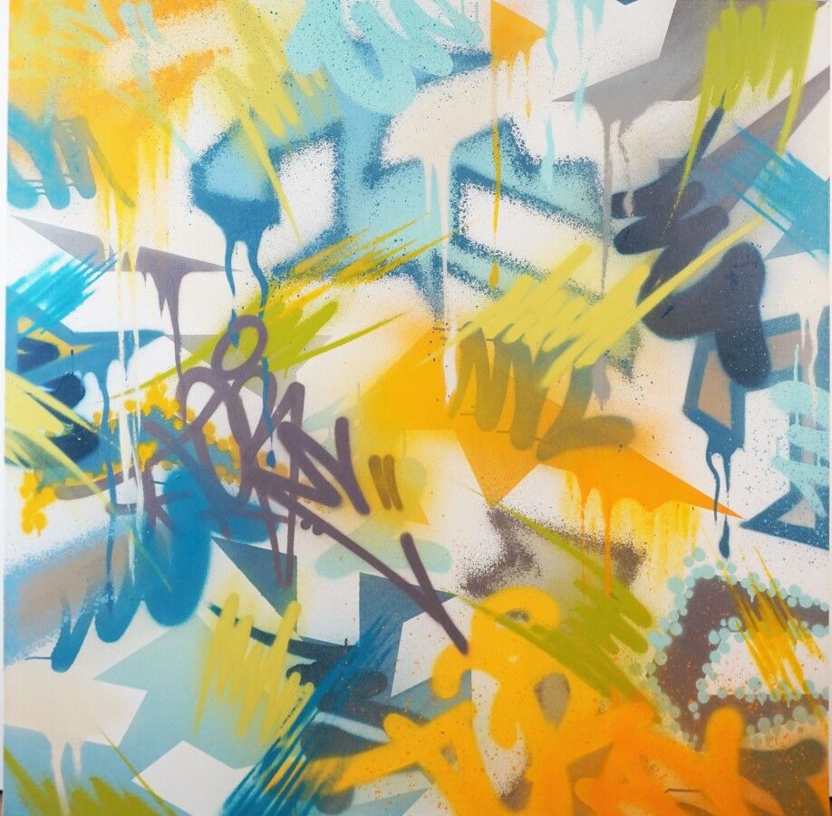 TORE (1972), "Composition bleue et orange" 2015, acrylique et aérosol sur toile,&hellip;