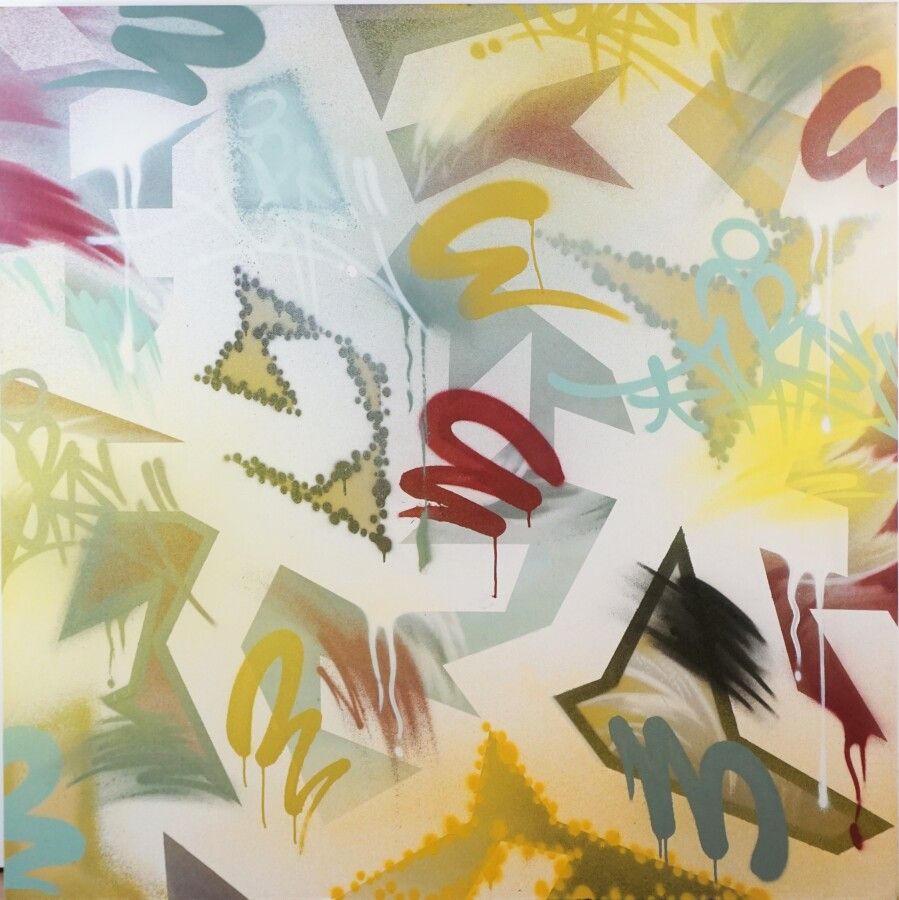 Null TORE (1972), "Composition jaune et verte" 2014, aérosol et acrylique sur to&hellip;