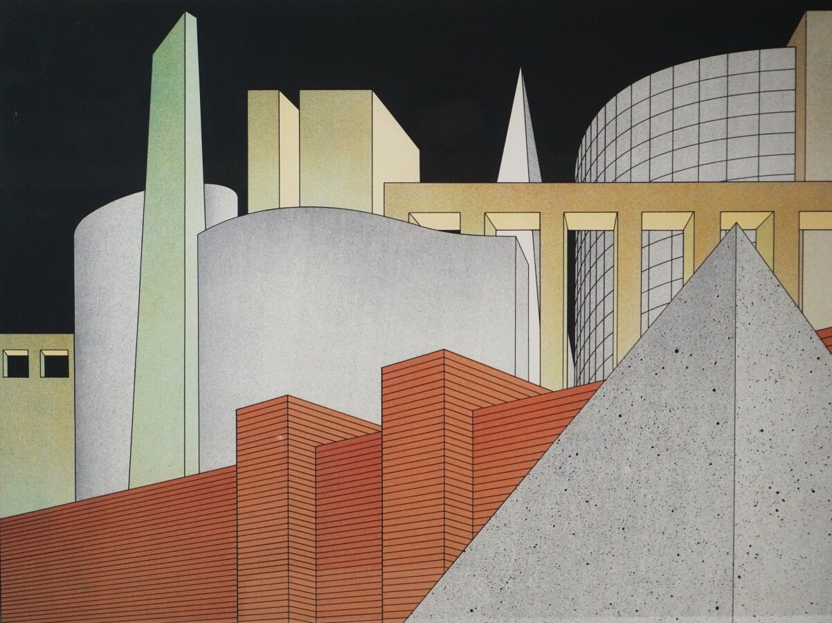 Alberto BALI (1944), "Projet d'architecture" sérigraphie couleur sur papier, sig&hellip;
