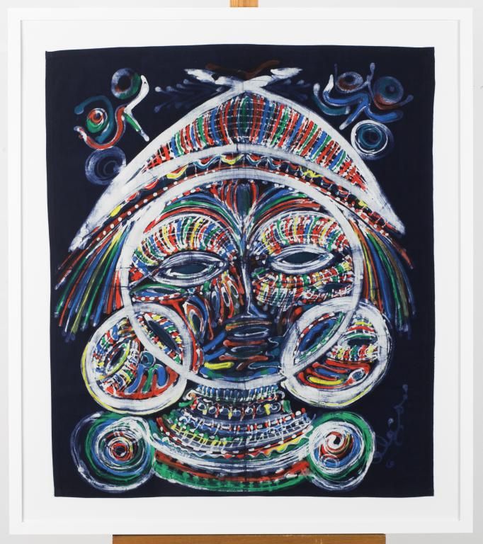 Null 因迪戈-奥尔加（生于1975年，贝宁），"Titiho"。棉布和天然颜料染色，已签名，77 x 66厘米。