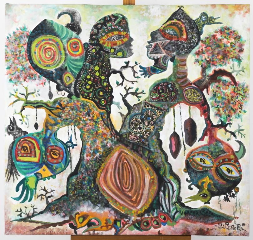 Null THIAM Chérif (geboren 1951, Senegal), "Ohne Titel", 2015. Acryl auf Leinwan&hellip;