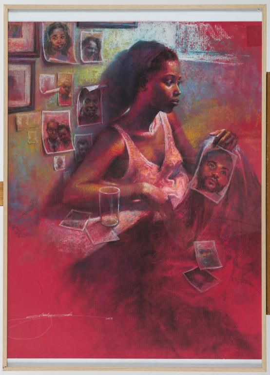 Null 杜杜-斯坦利（1986年出生，尼日利亚），《灵魂食品》，2020年。纸上炭笔，有签名和日期。100 x 70厘米。