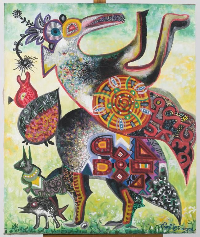 Null THIAM Chérif (né en 1951, Sénégal), "Sans titre", 2015. Acrylique sur toile&hellip;